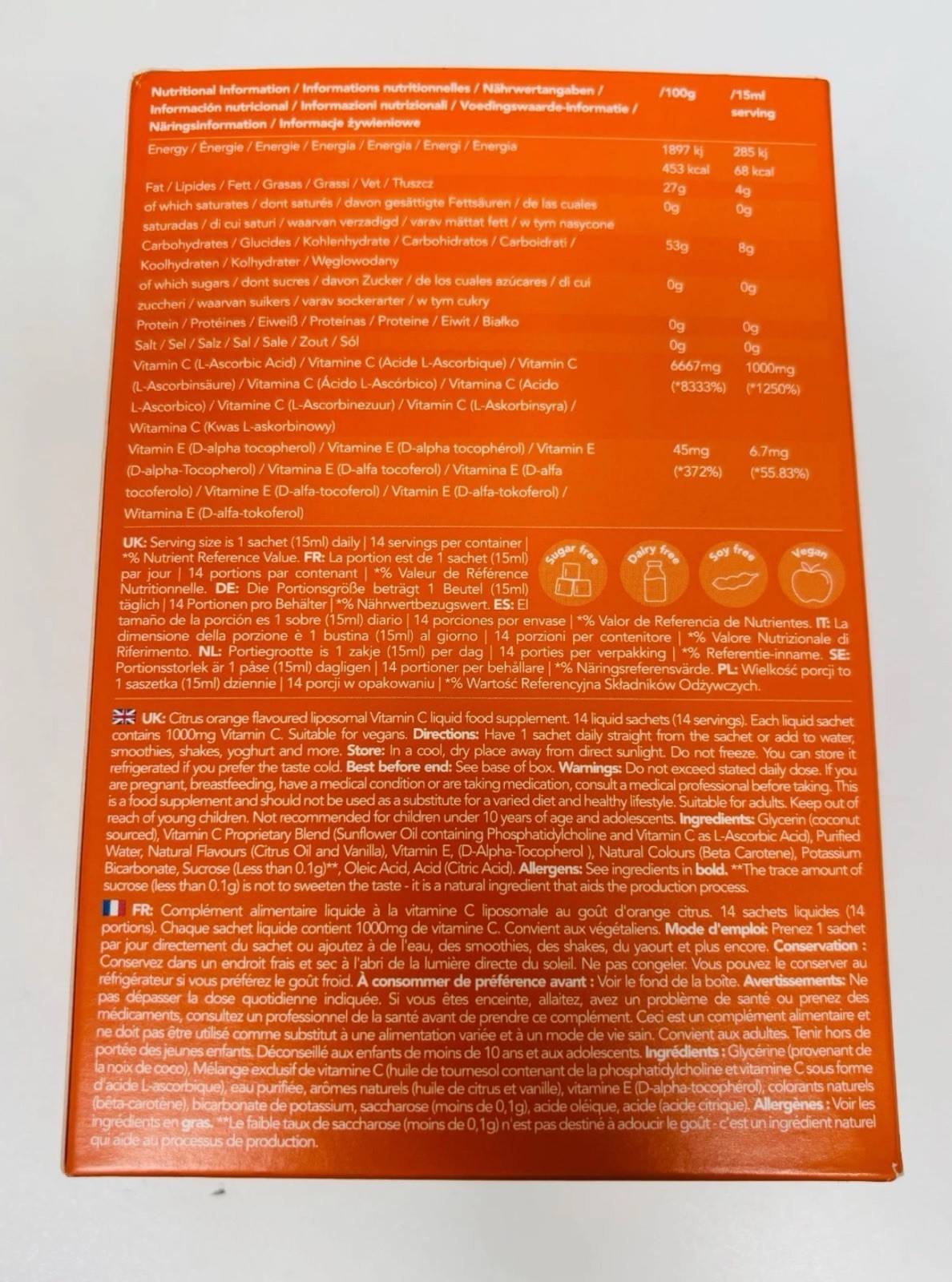 Zooki – Vitamin C Supplement 1000mg 15ml – 14 Packets – Citrus Orange Flavour