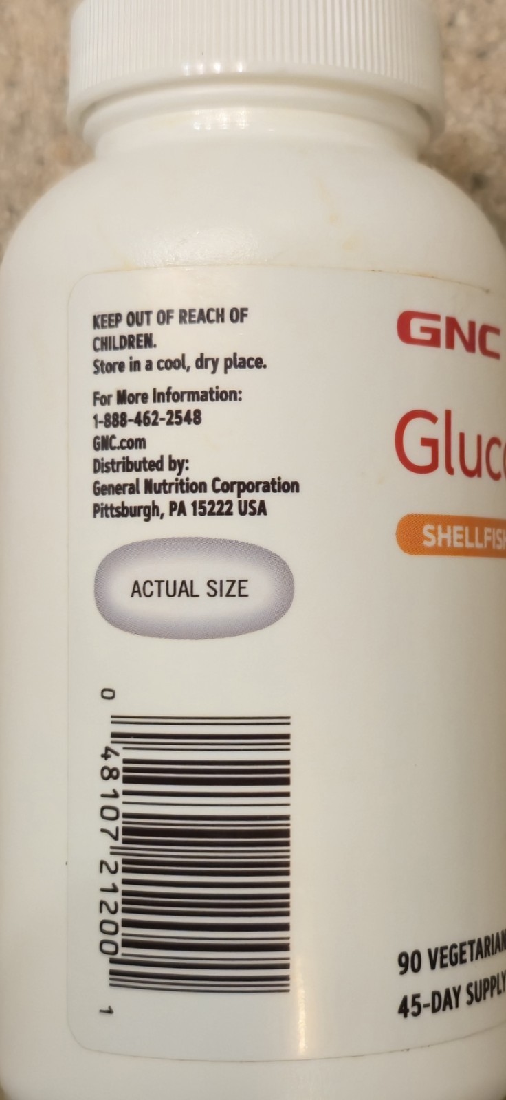 GNC GLUCOSAMINE 1000 mg 90 Caplets Shellfish Free ( 45 Servings ) BEST BY 08/26