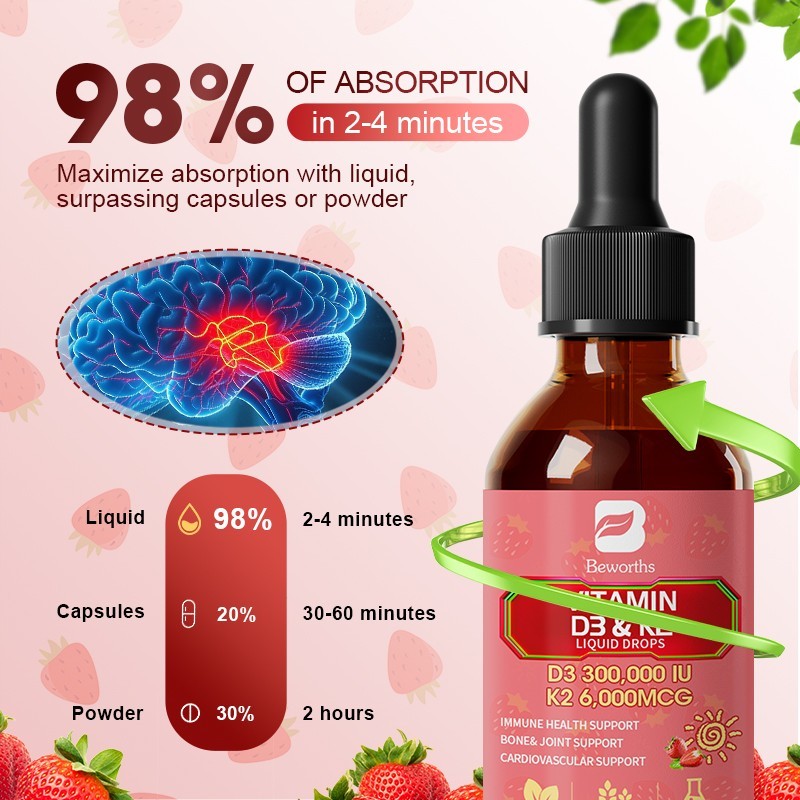 Organic Vitamin D3 K2 Liquid Drops Supplement Vitamin D3 K2 60ml 450mcg