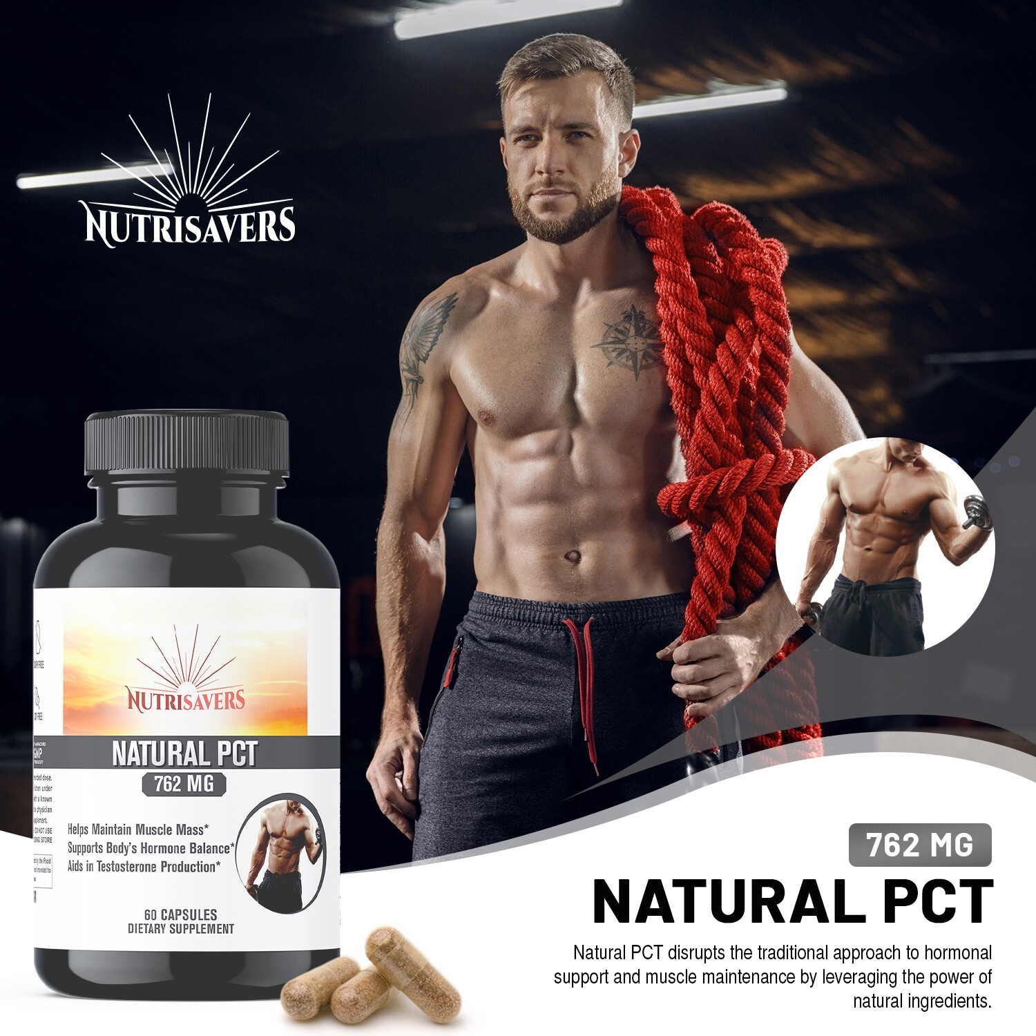 Natural PCT, Rice Flour, Maintain Muscle Restore Balance – 60 Caps, Pack of 2