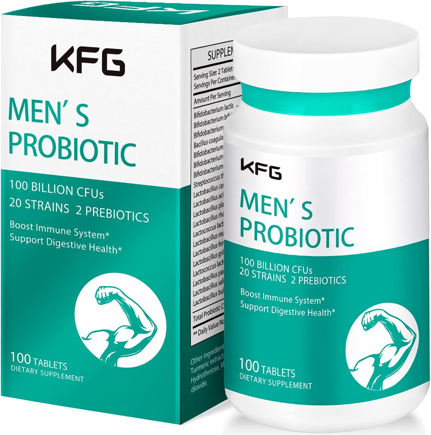 Probiotics Supplement 100 Billion CFU 20 Strains, 2 Prebiotics & Digestive Enzym