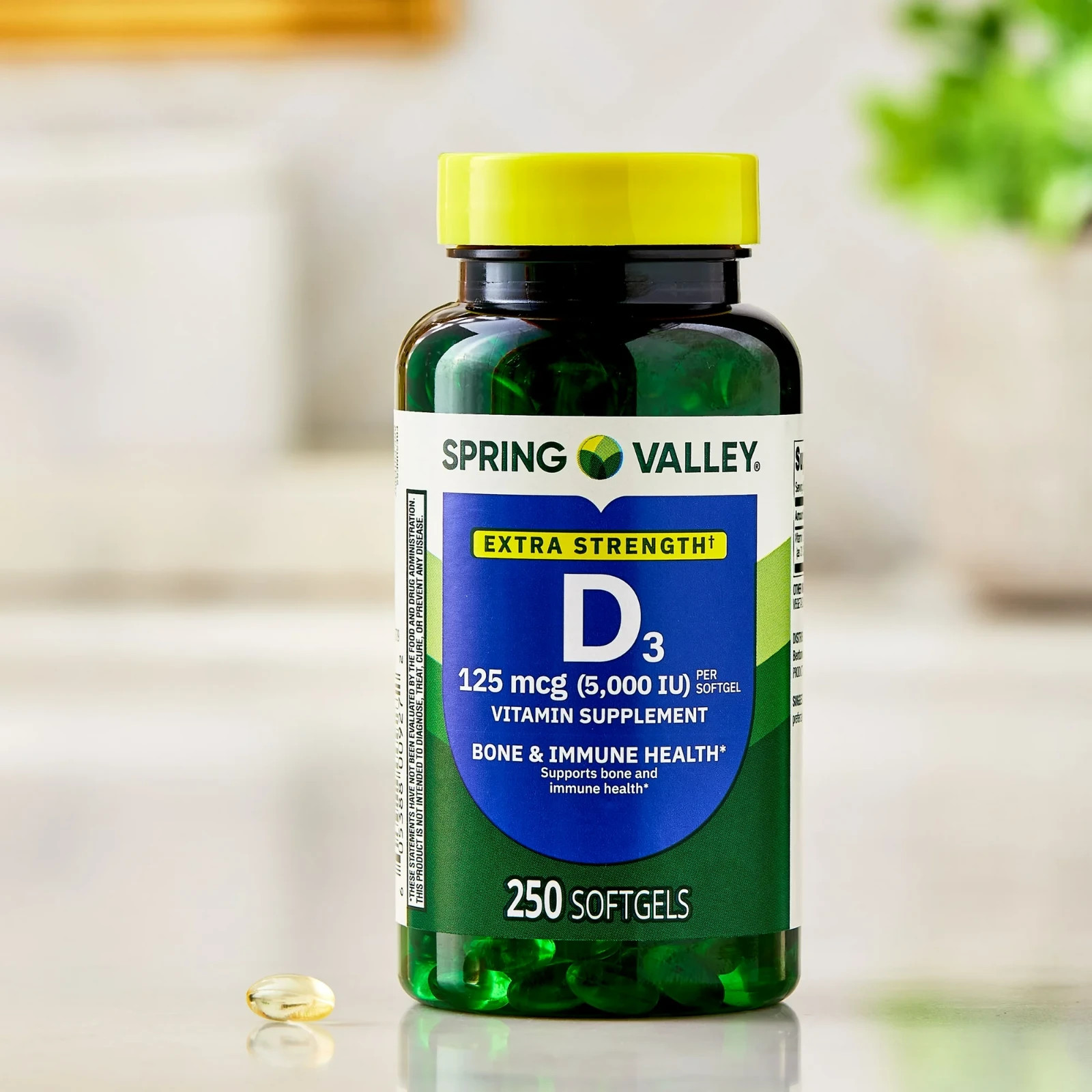Spring Valley Vitamin D3 Supplement Softgels – 5000iu (250 Count)