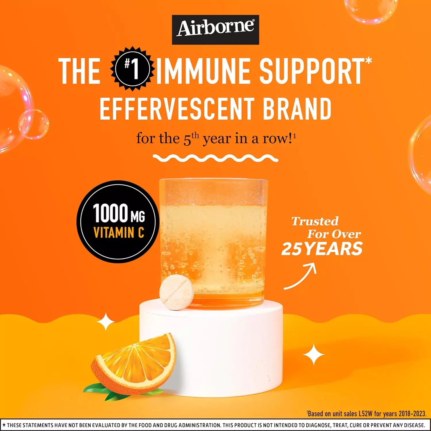 108 Count NEW Airborne Effervescent Immune Boost Vitamin C Tablets Orange 01/25