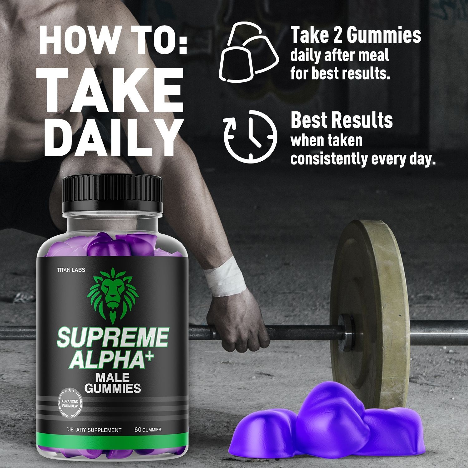 (5 Pack) Supreme Alpha Gummys Male Support Supplement SupremeAlpha 300 Gummies
