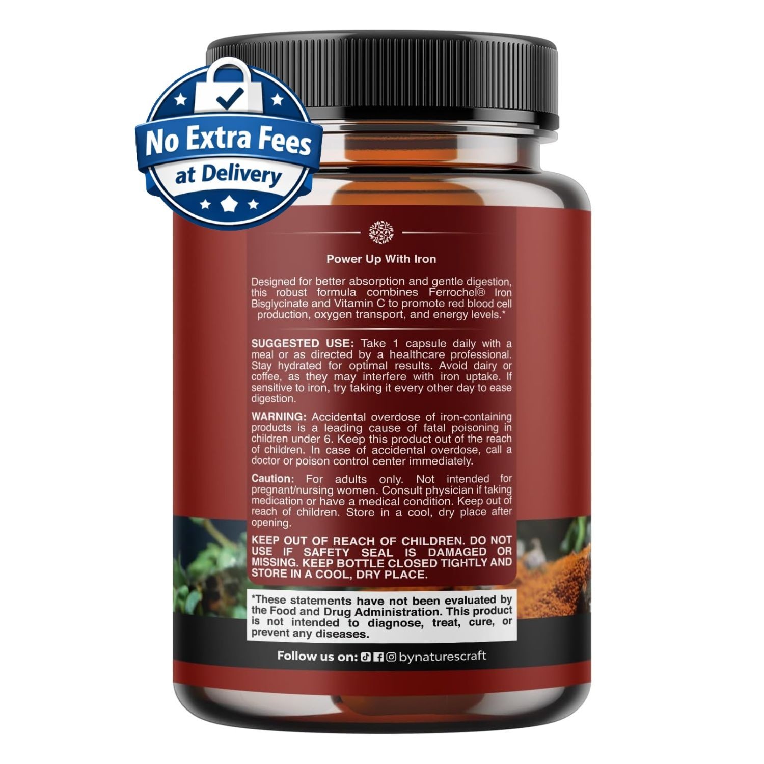 Suplemento de Hierro Bisglicinato Ferrochel con Vitamina C 85mg 60 Cápsulas