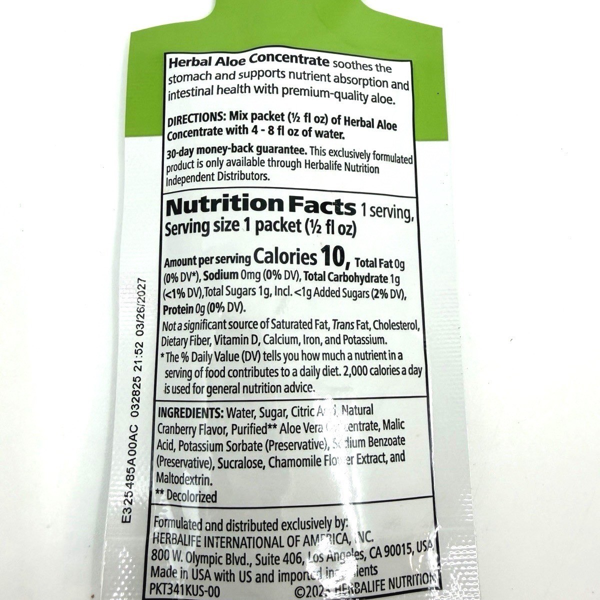 Herbalife Herbal Aloe Concentrate Cranberry 30 Packets Digestive Health BB 03/27
