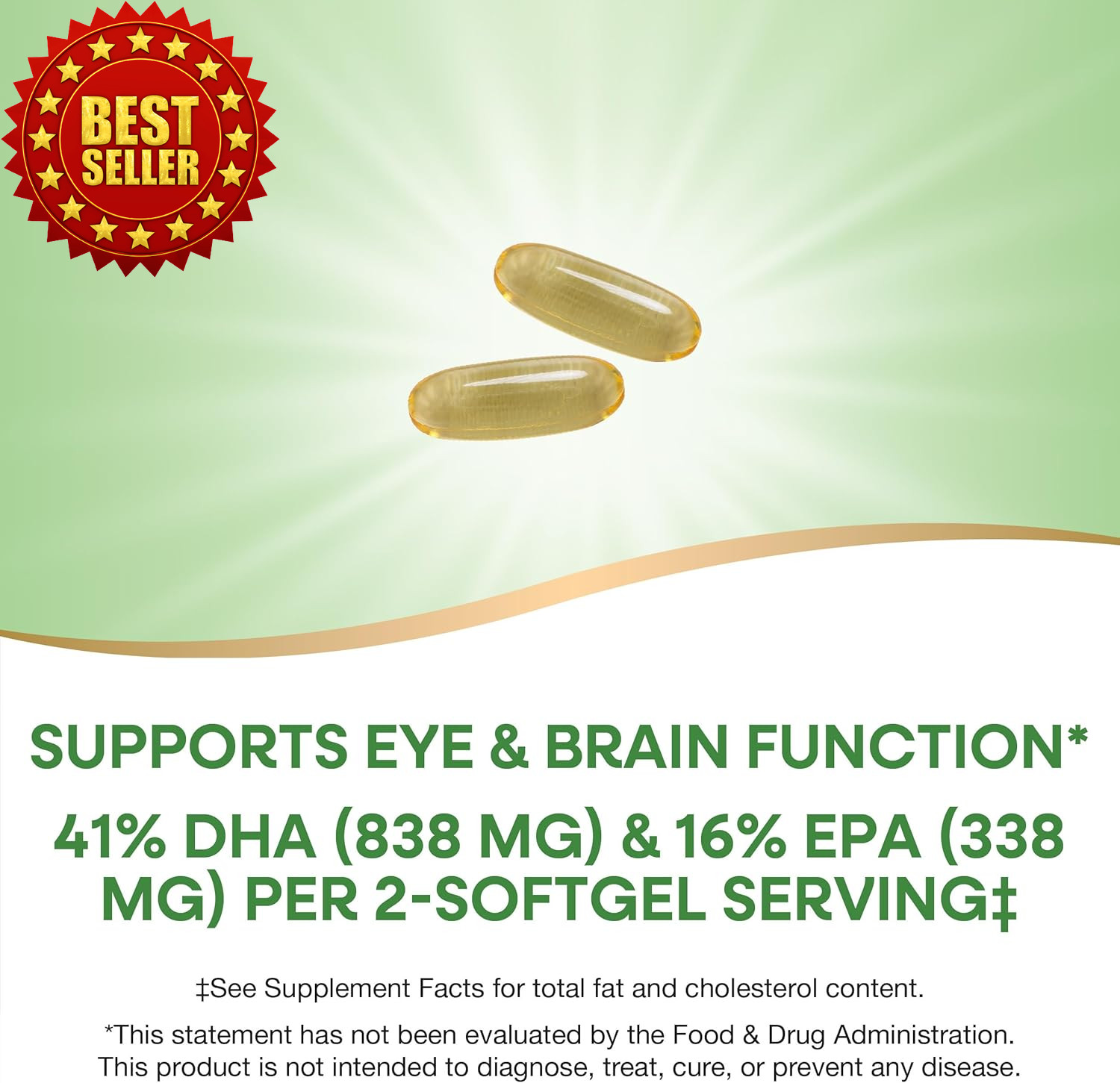 Mega-DHA Premium Fish Oil 2000mg 60 Softgels Eye Brain Support