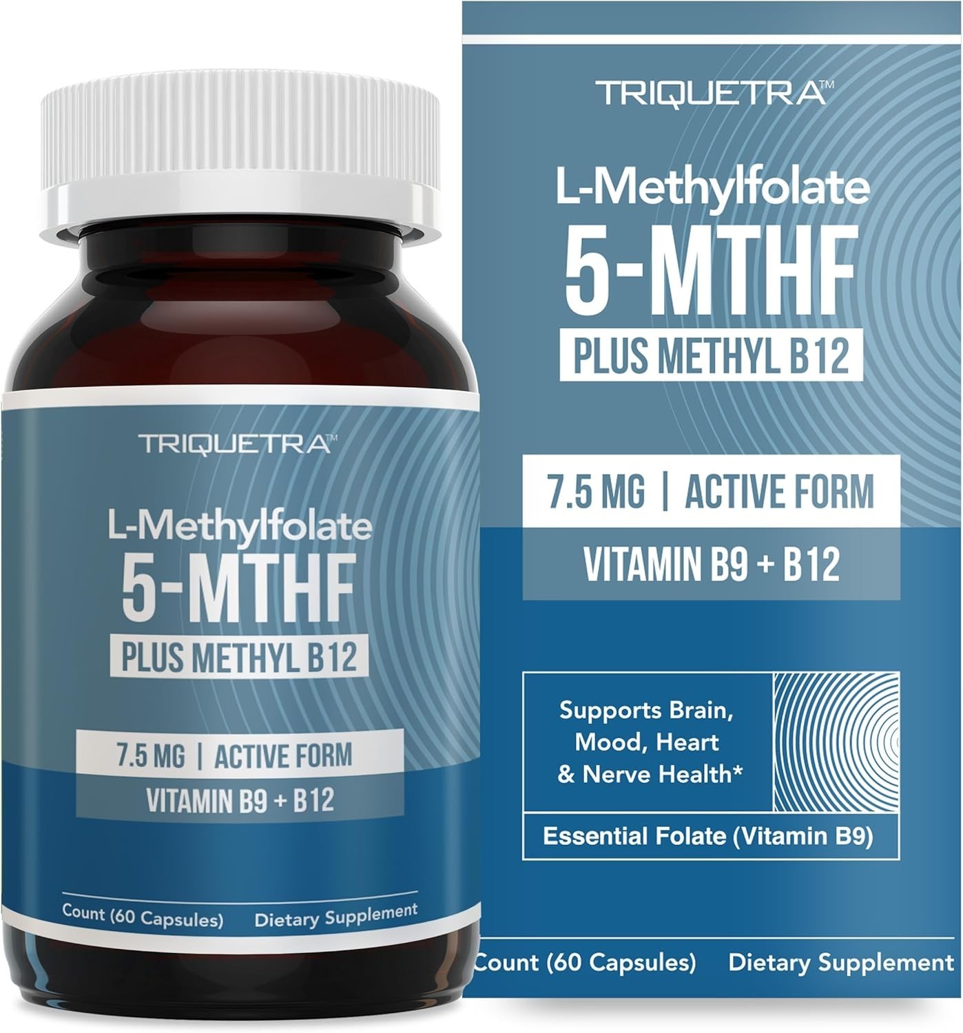 L Methylfolate 7.5mg plus Methyl B12 – Active 5-MTHF Form, MTHFR Supplement -…