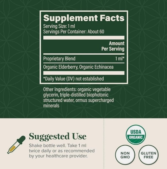 Global Healing – Elderberry & Echinacea Liquid Supplement (2 Oz) EXP: 11/28+