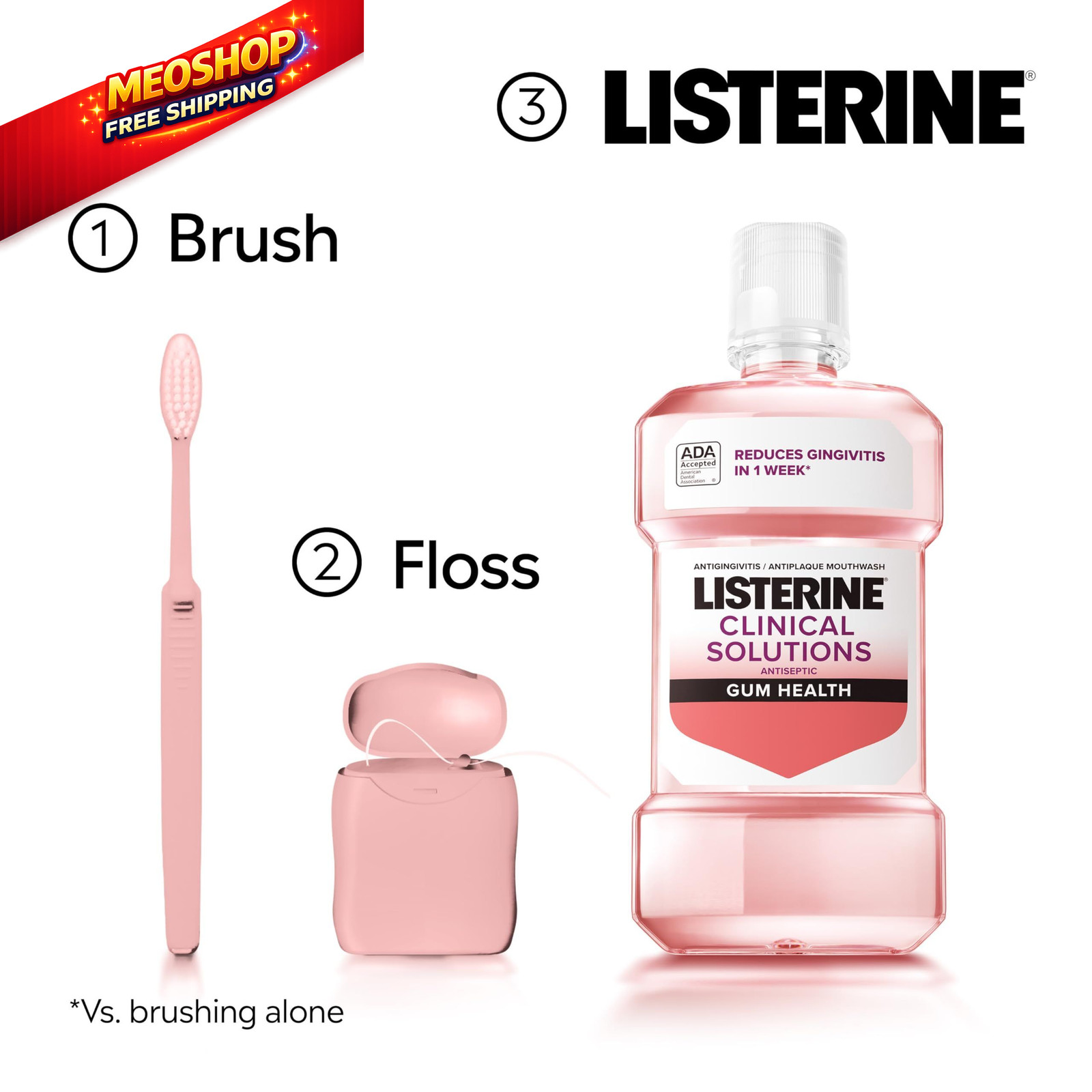 Listerine Clinical Solutions Gum Health 33.8 Fl Oz (Pack of 1), Pink