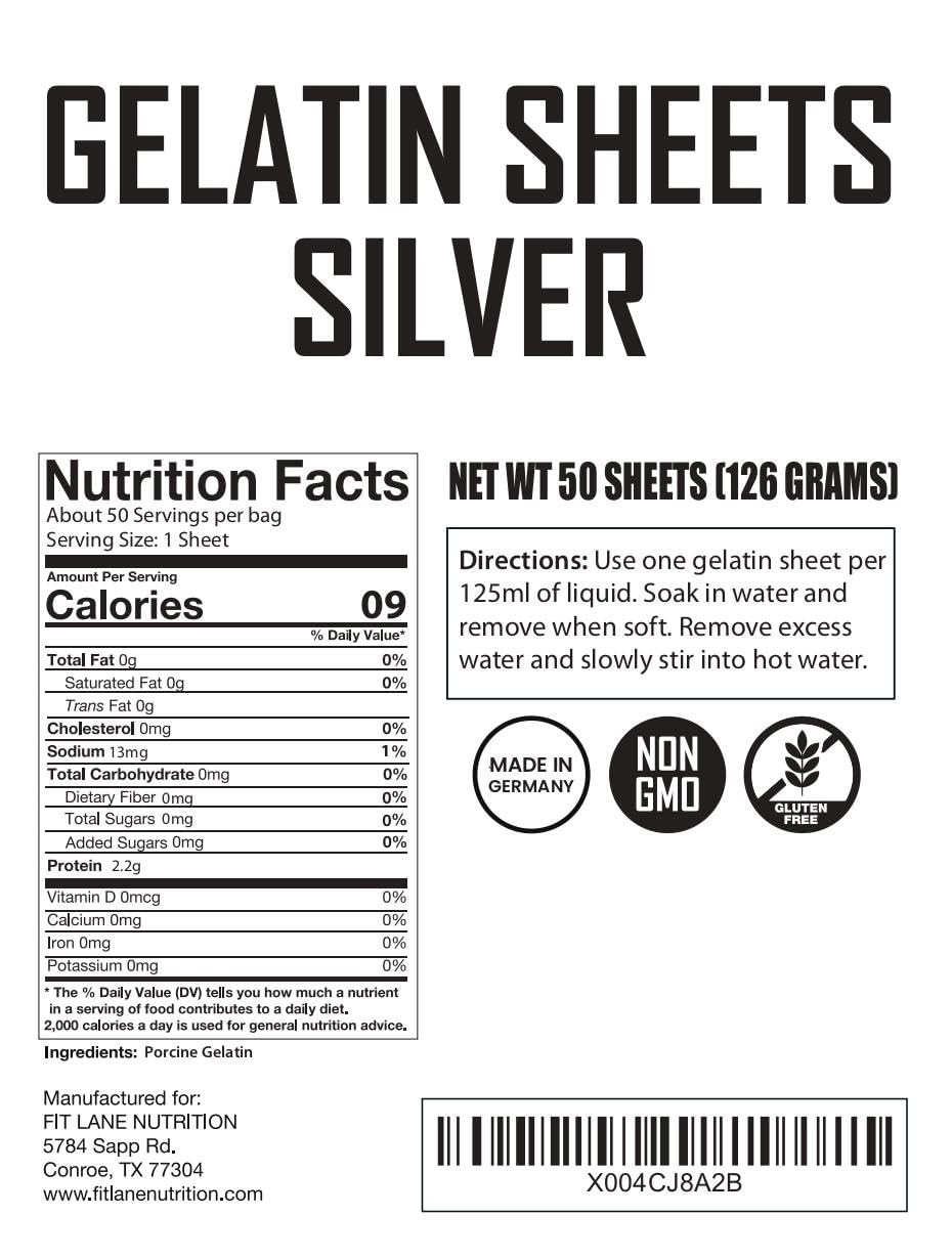 Gelatin Sheets for Baking – 50 Count – Unflavored Clear Leaf Rectangles for