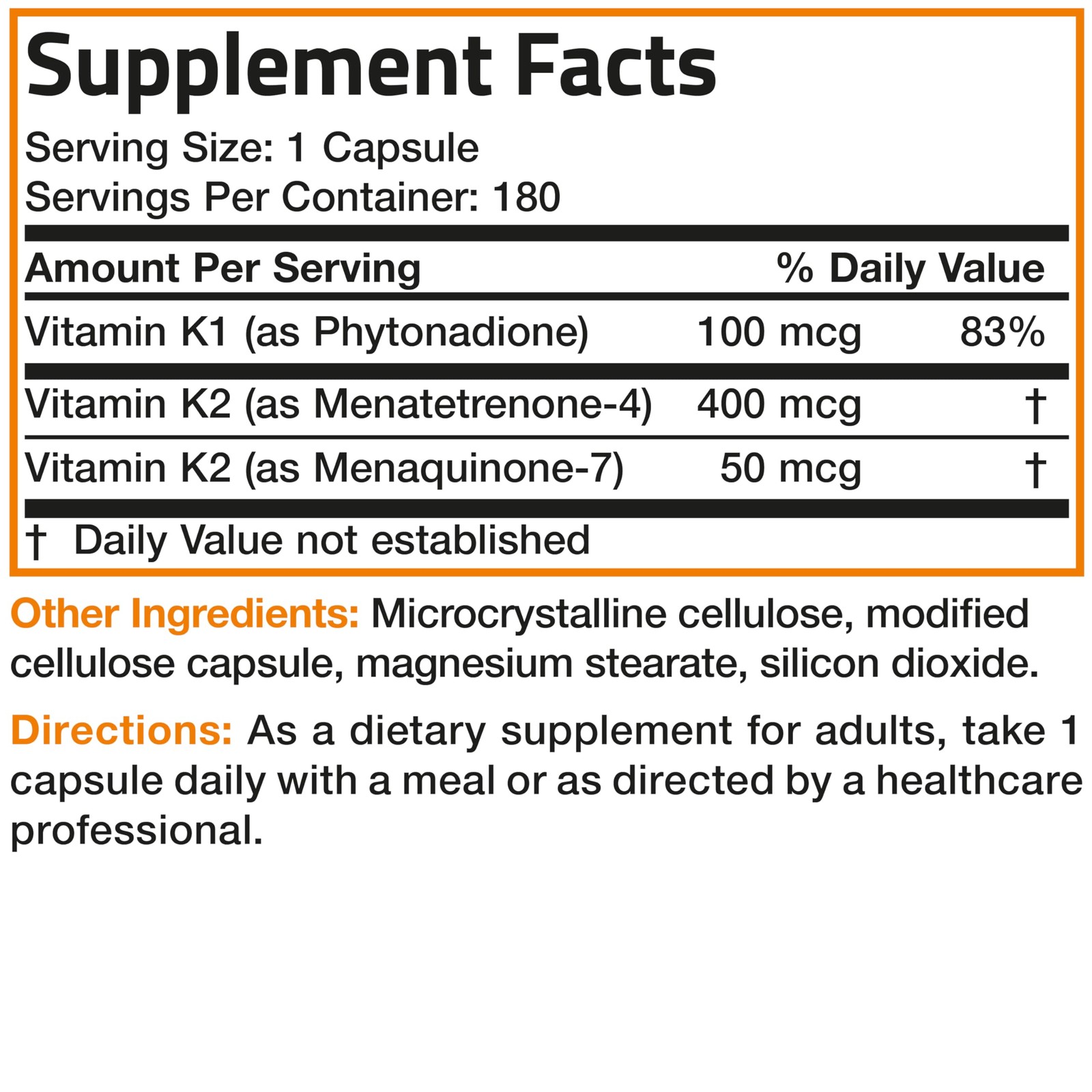 Vitamin K Triple Play (Vitamin K2 MK7 / MK4 180 Count (Pack of 1)