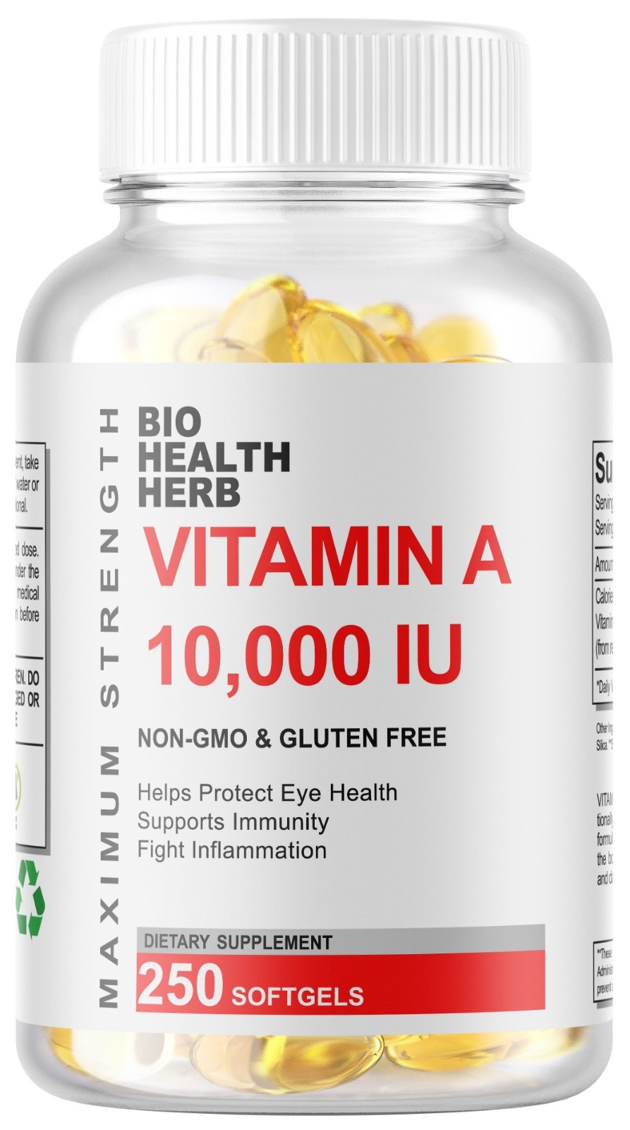 Vitamin A 10,000IU 250 Softgels USA MADE Gluten Free & Non-GMO