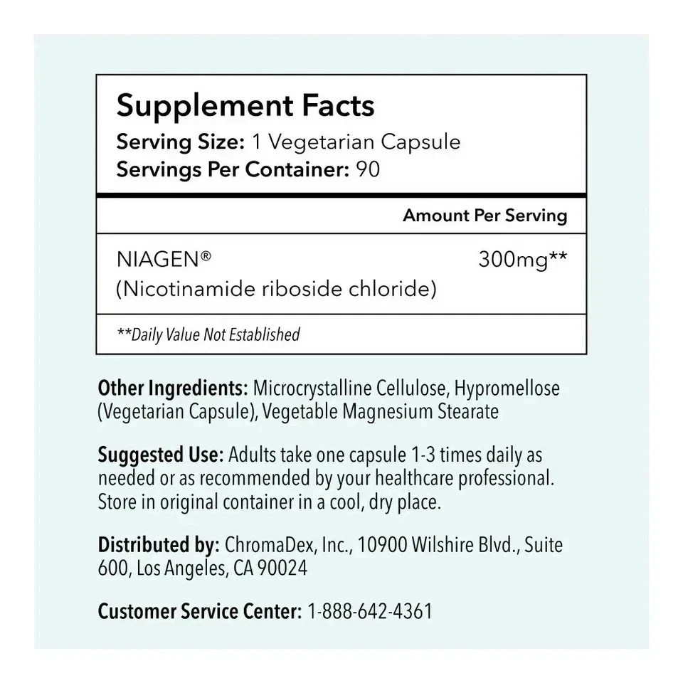 TRU NIAGEN Niagen 300mg – NAD Booster, 2-Pack (90 Servings Each)