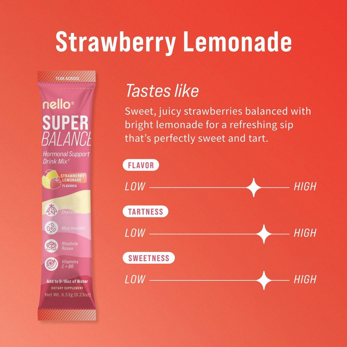Nello Superbalance Drink Mix Supplement Powder – Strawberry Lemonade – 10ct