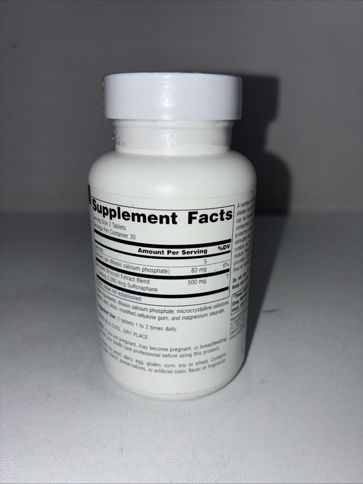 Sealed Broccoli Sprouts Extract Dietary Supplement, 60 Tabs/ Slightly Damaged
