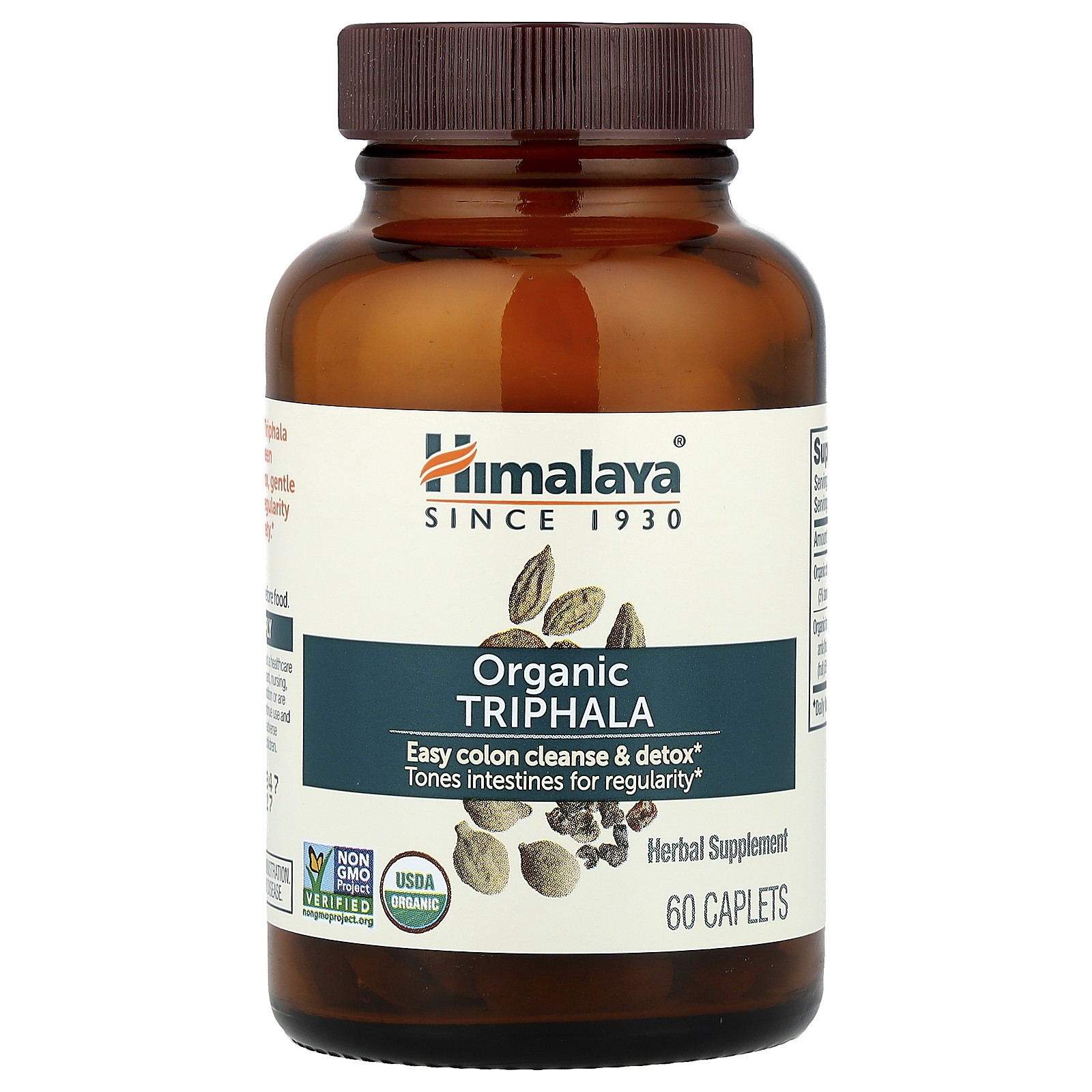 Himalaya Triphala 60 Caplets Gluten-Free, GMP Quality Assured, Organic