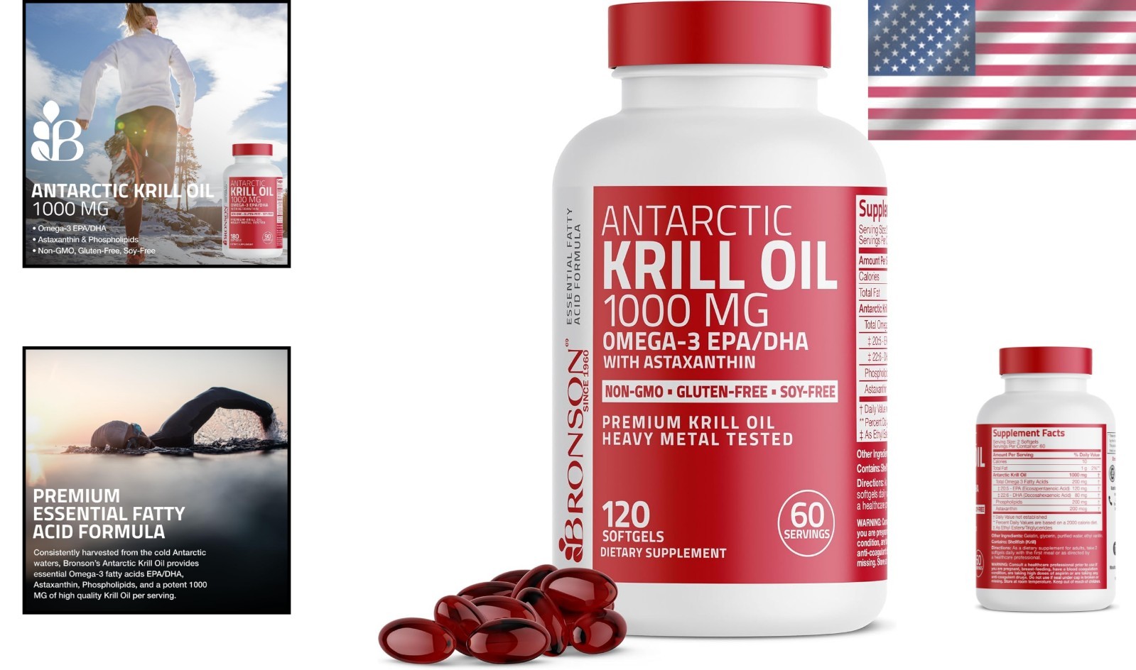 Antarctic Krill Oil 1000 mg, 120 Softgels | Omega-3s, Non-GMO, Gluten Free