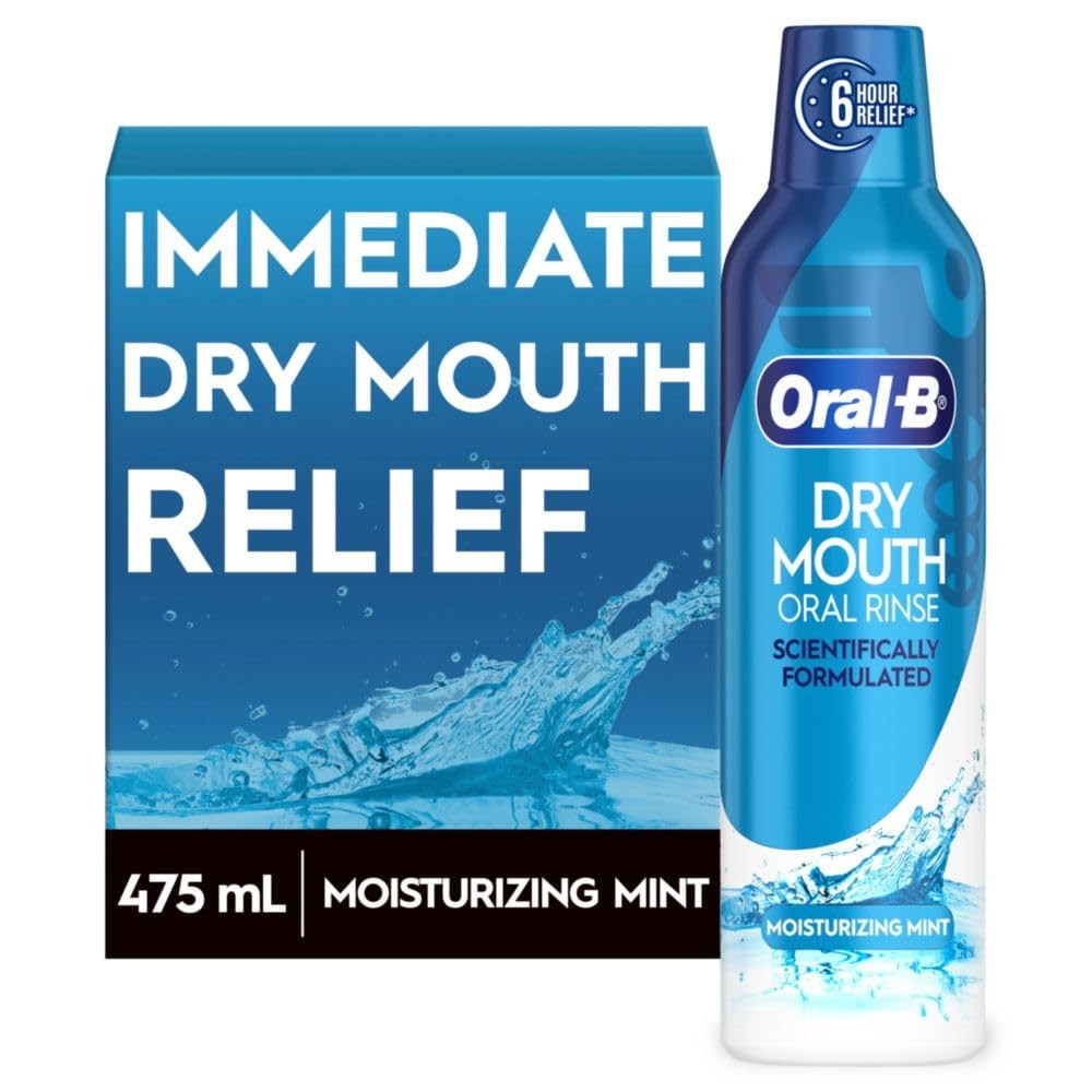 Oral-B Dry Mouth Oral Rinse Mouthwash, 16 Fl Oz (Pack of 1), Blue