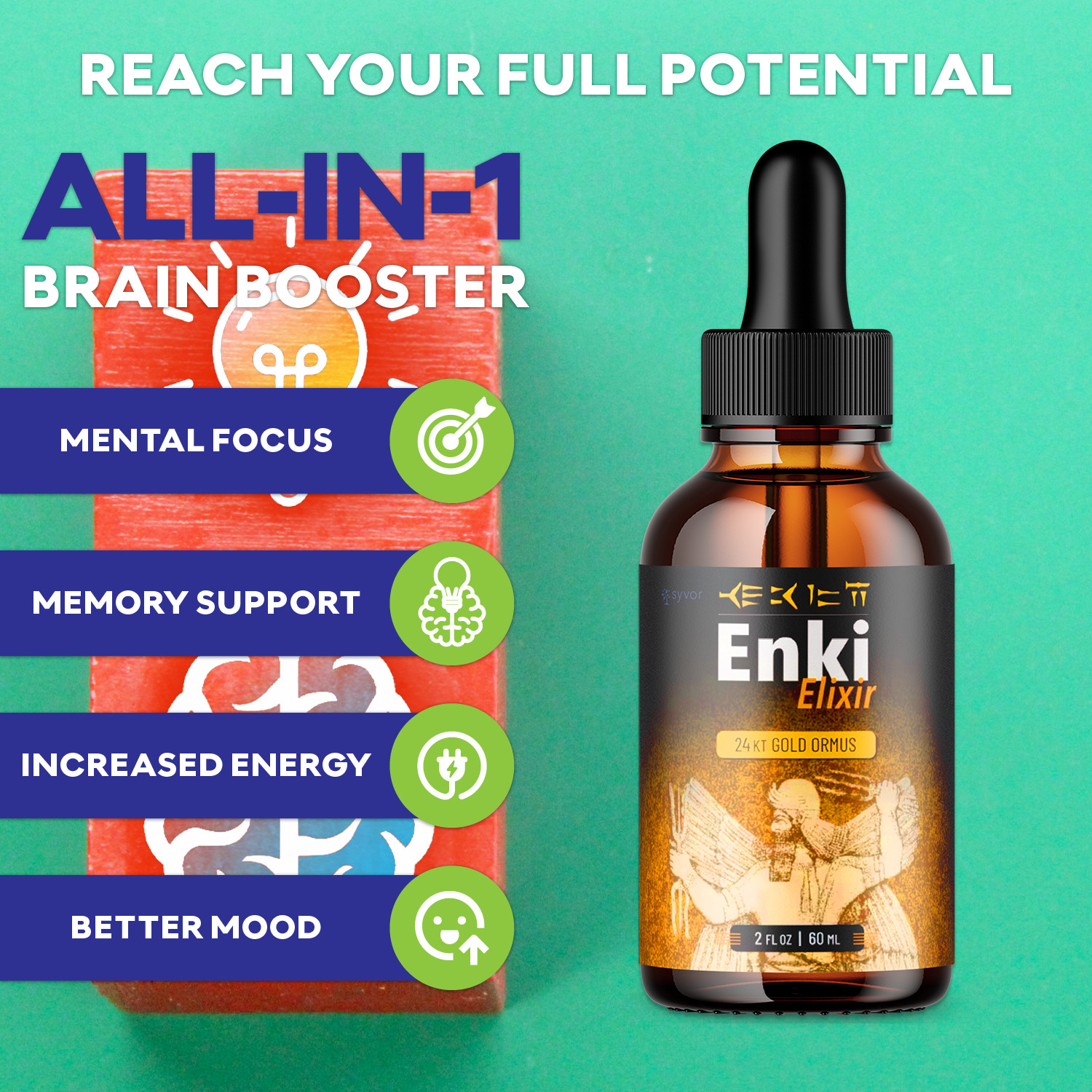 (1 Pack) Enki Elixir Advanced Supplement Drops Nootropic Brain Support 2ML