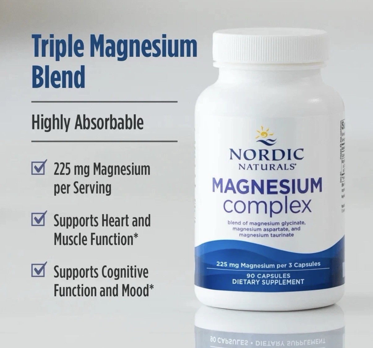 Nordic Naturals Magnesium Complex – Unique Chelated Tri-Magnesium Formula, 90 Ct
