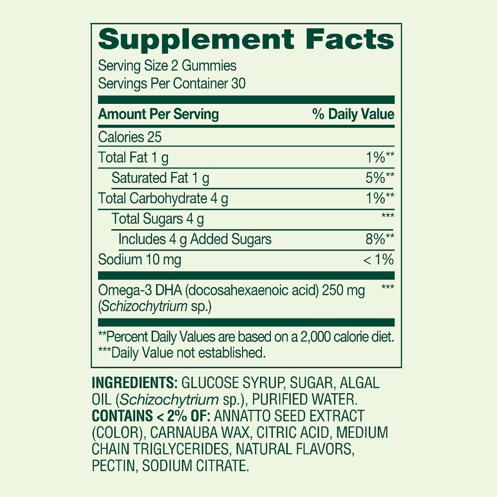 (3 pack) Spring Valley Brain Omega-3 from Algal Oil Gummy, 60 Count