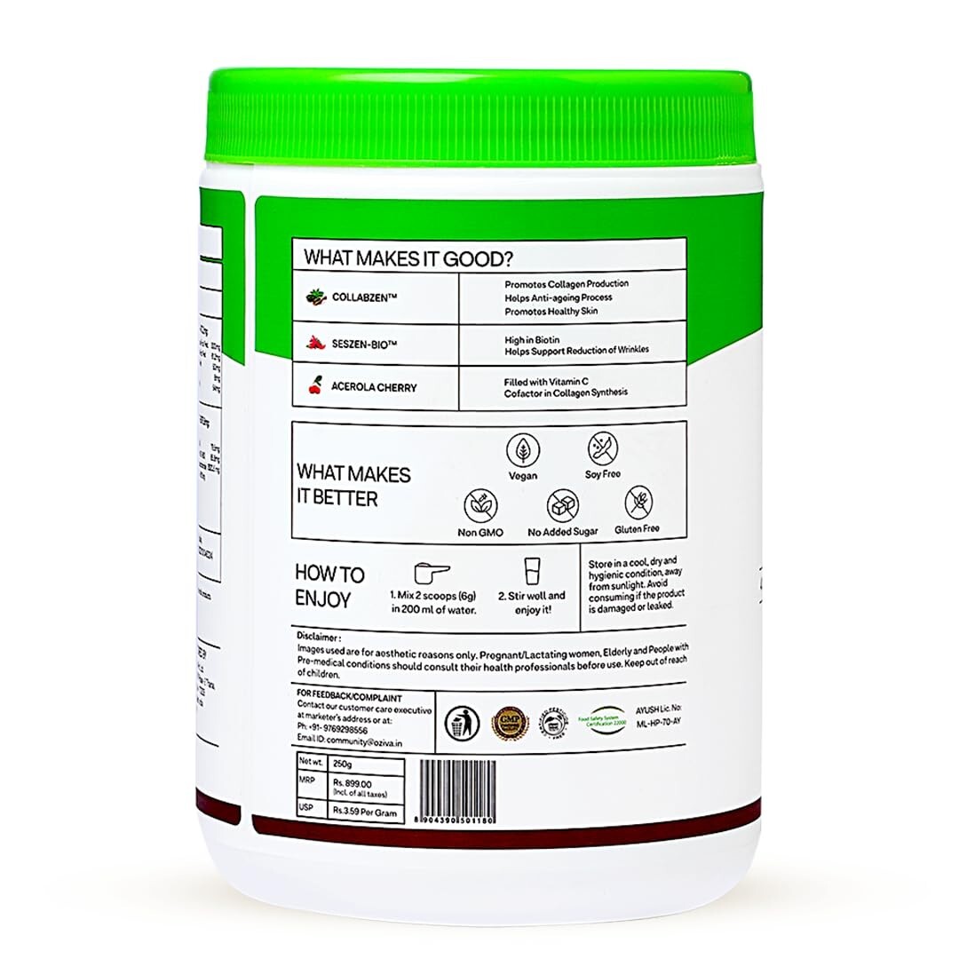 OZiva Plant Based Collagen Supplement for Women & Men 250g (Watermelon)