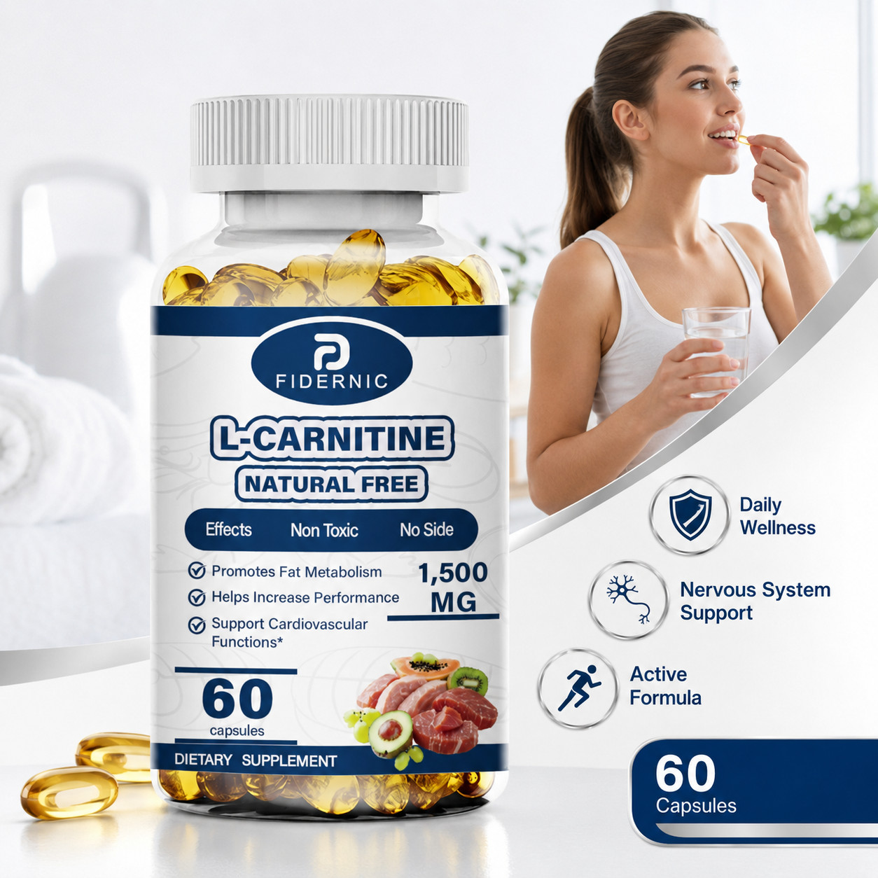 Acetyl L-Carnitine 1500mg 60 Capsules Antioxidant Support
