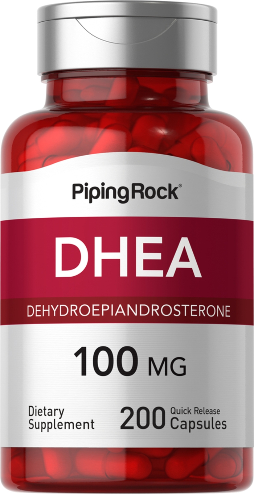 DHEA 100mg | 200 Capsules | Non-GMO, Gluten Free Supplement | By Piping Rock