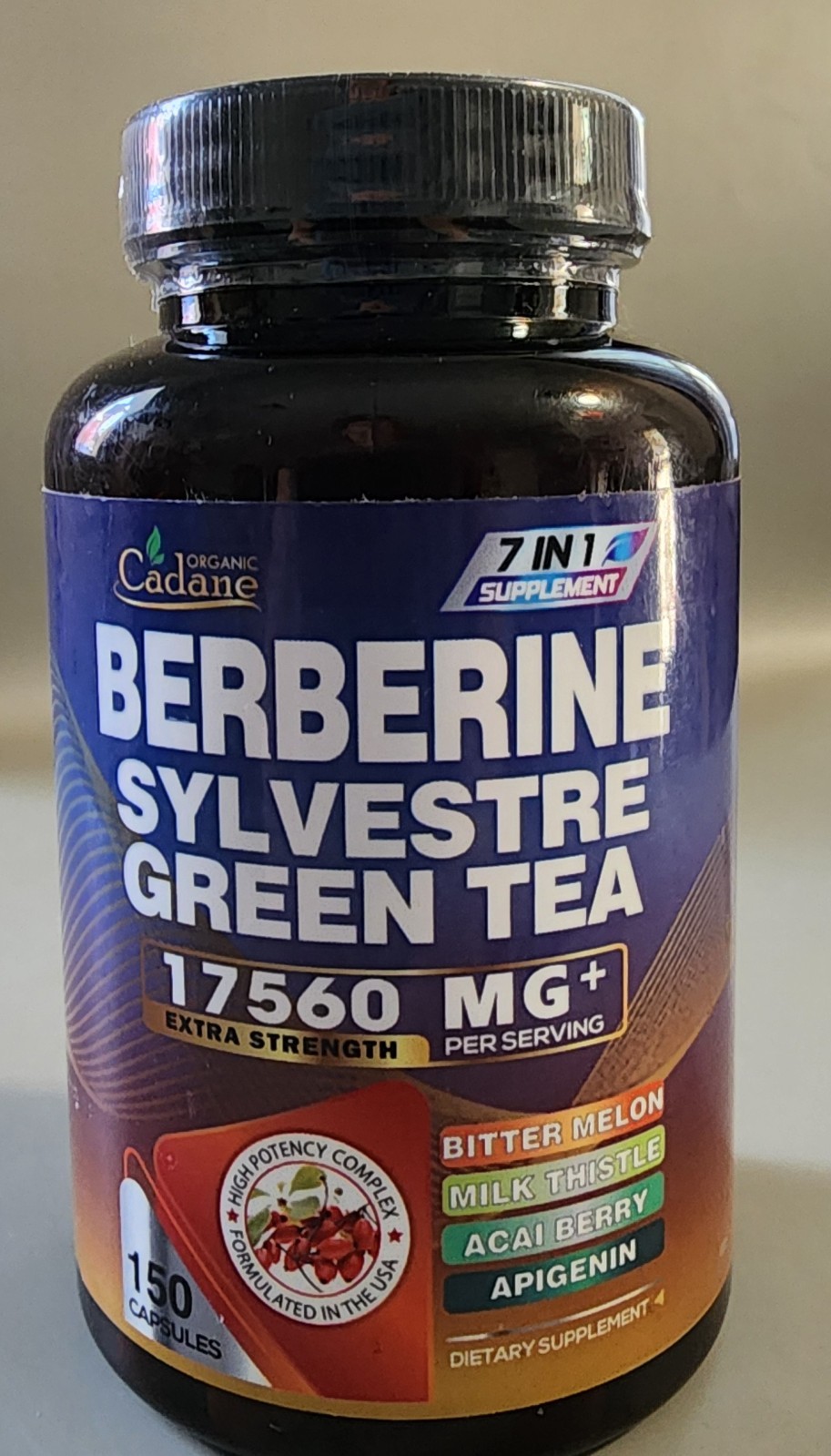 Organic Cadane 7in1 Pure Berberine Capsules 7560mg Exp 9/2027