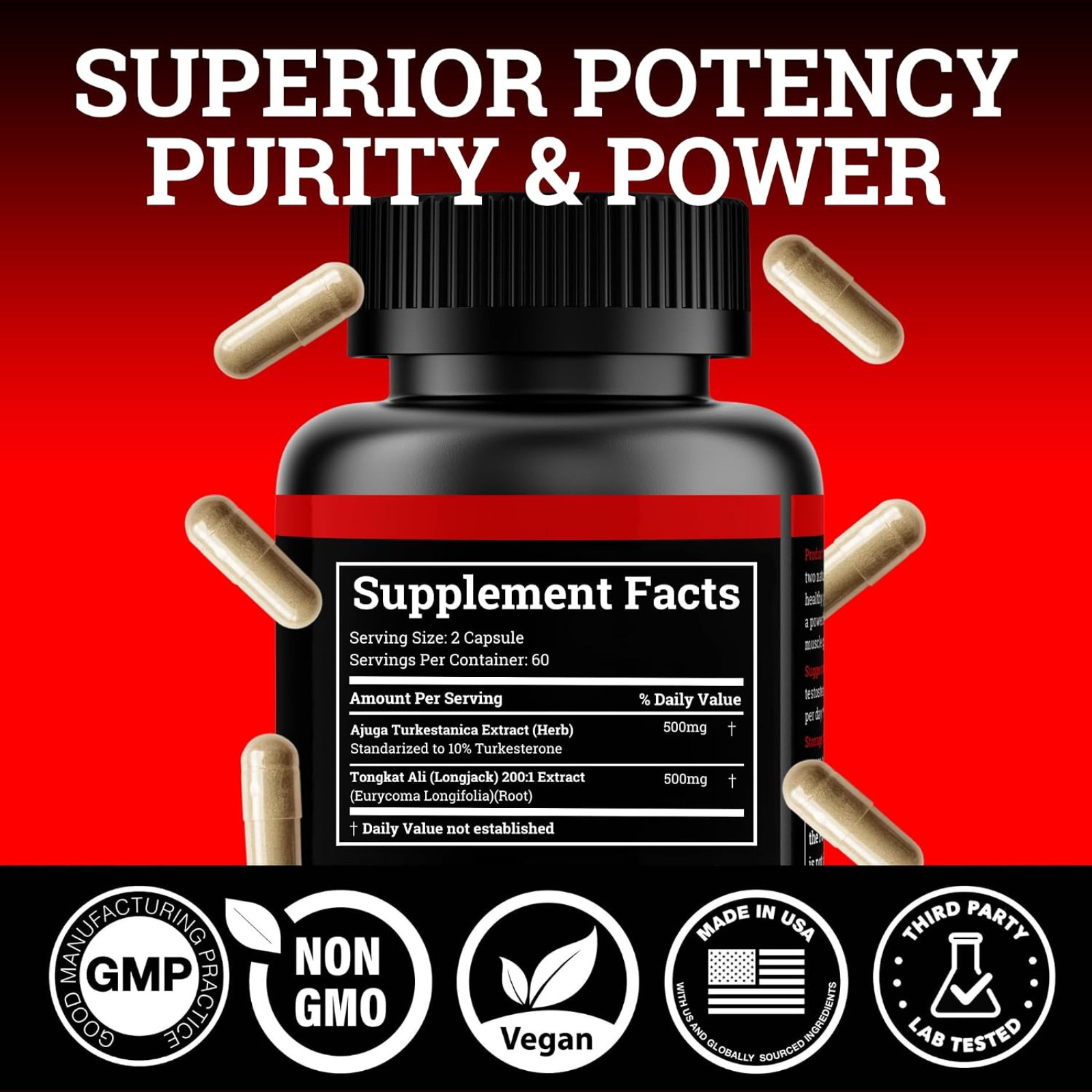 Black Forest Turkesterone Supplement 1000mg 120 Capsules Max Purity 95%