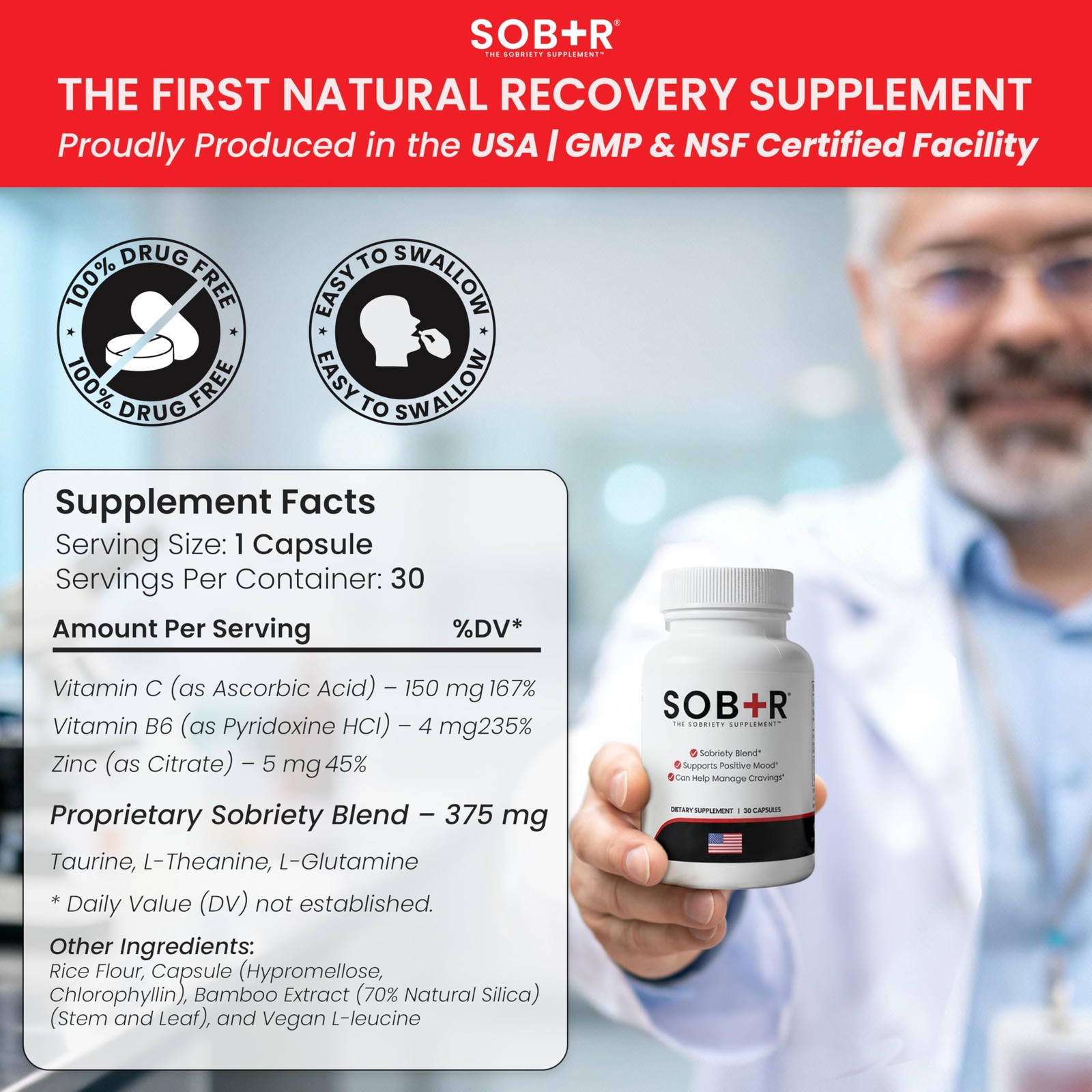 SOB+R Natural Drug Recovery Supplement | Alcohol Craving Blocker for Addictio…