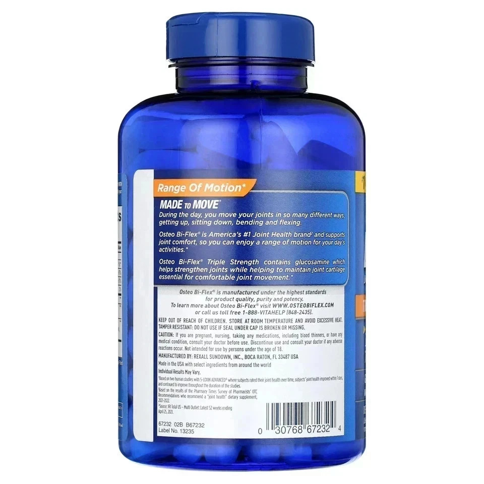 3 Pack Osteo Bi-Flex Triple Strength Dietary Supplement 200 Tablets / Exp 2028