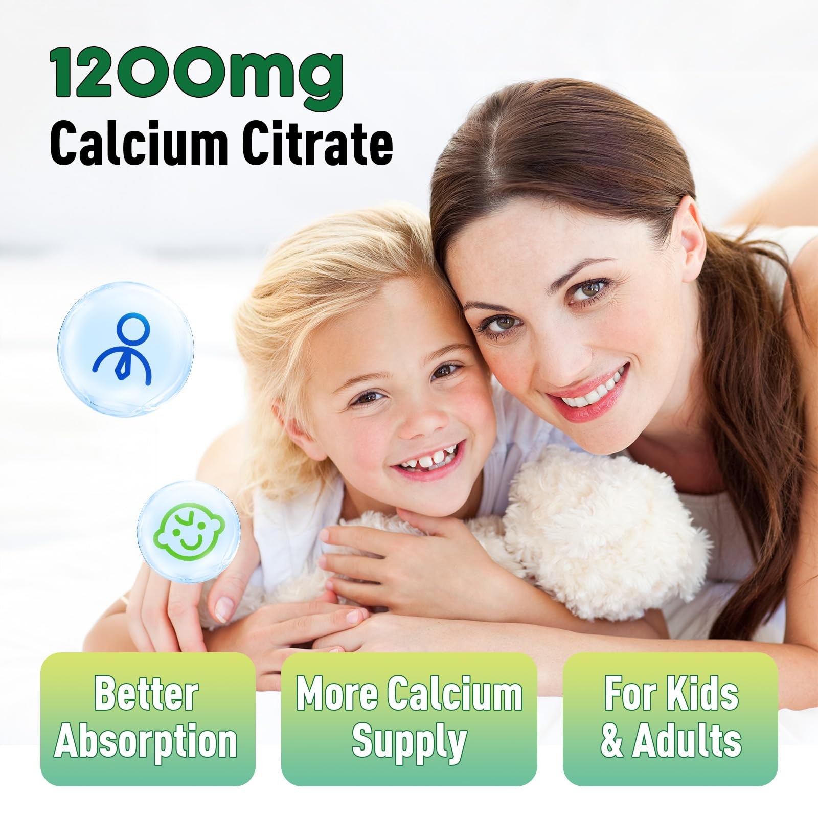Greabby Calcium Citrate Gummies 1200 mg for Women & 1 Count (Pack of 60)
