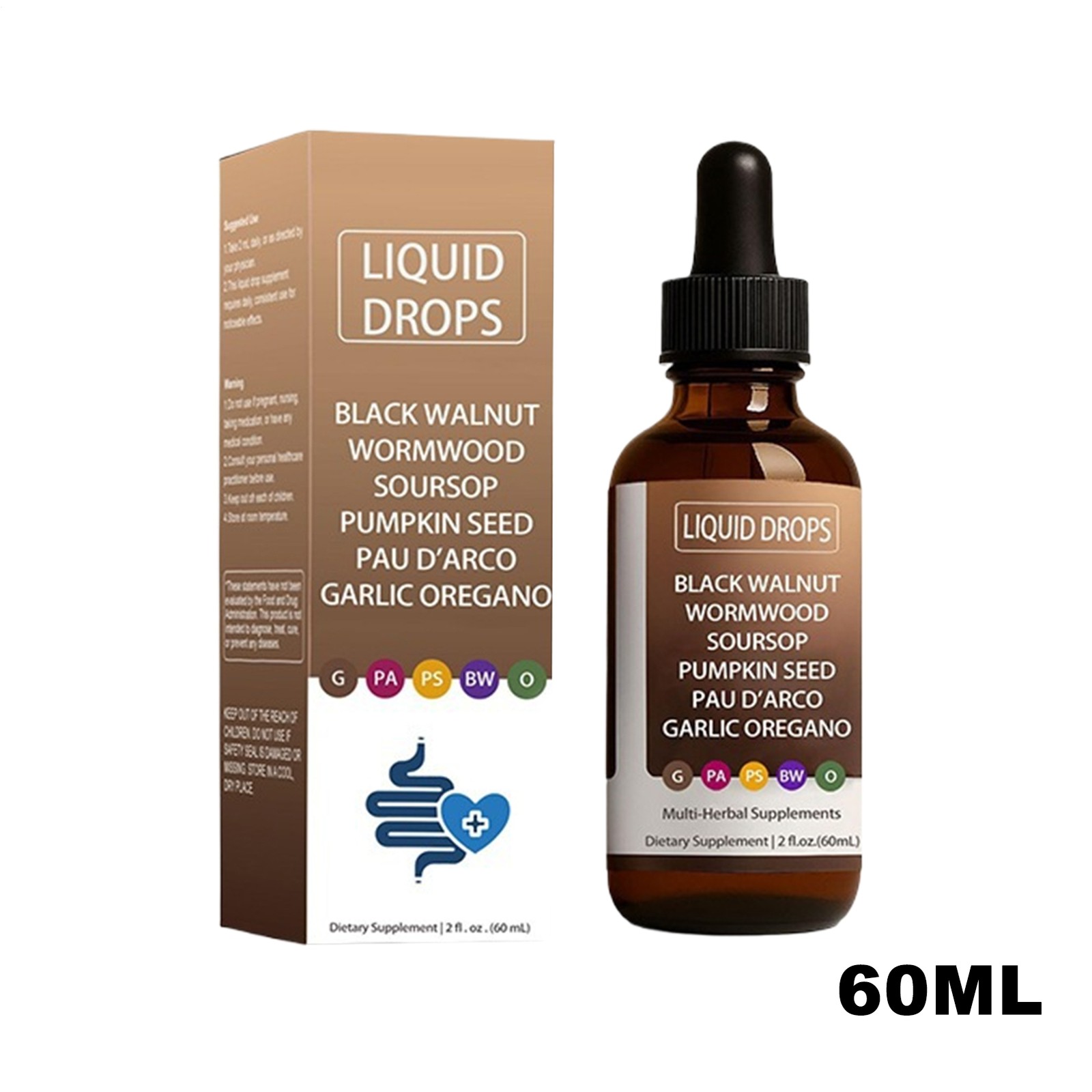 Improved Nutralis Black Walnut Wormwood Gut Cleans Digestive Health Supplement D