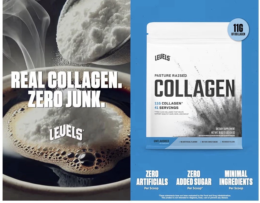 Levels Collagen Peptides, No Artificial Ingredients, 1 Lb 41 Servings 8/27