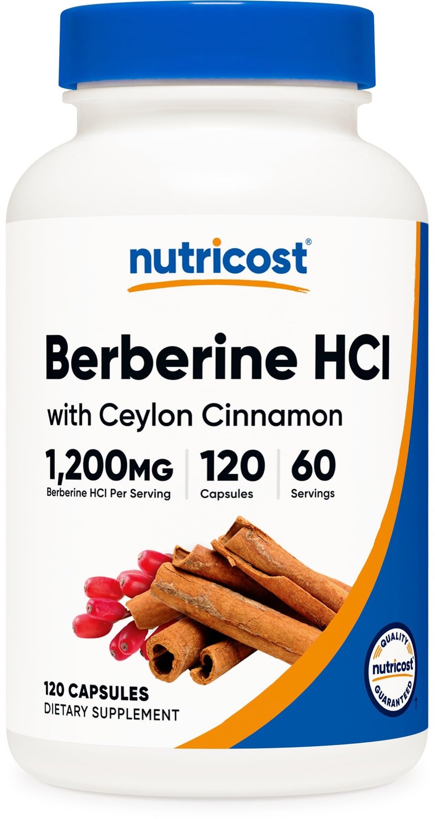 Nutricost Berberine HCl with Ceylon Cinnamon Capsules 120 Count (Pack of 1)