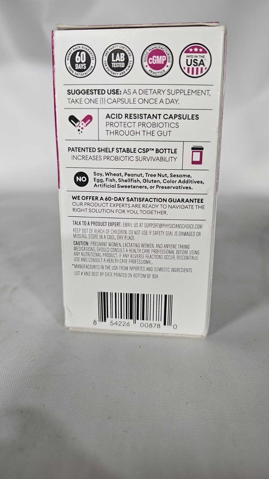 Physician’s Choice Women’s Probiotic Supplement, 60 Caps. Exp:10/9/2026