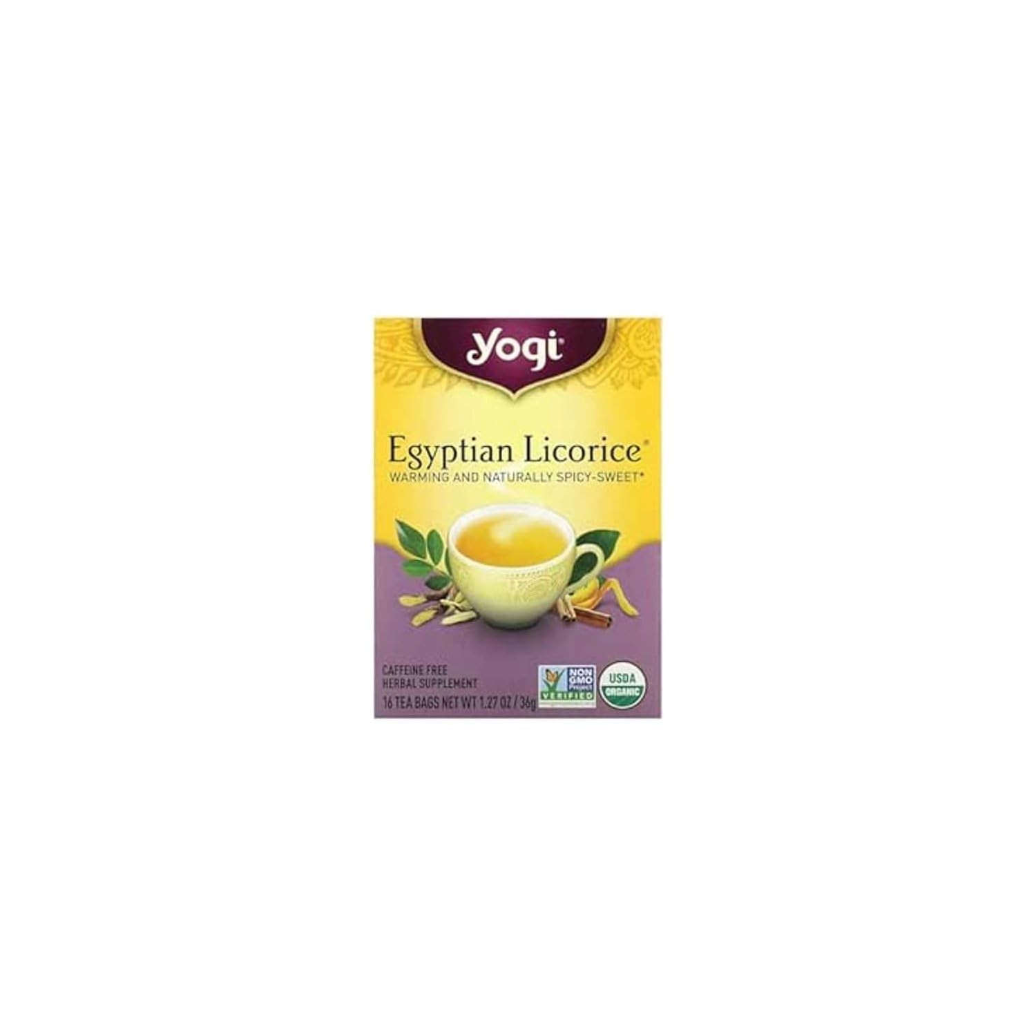 Organic Egyptian Licorice Tea Bags 16 Count Sweet Spicy Cinnamon Orange Peel