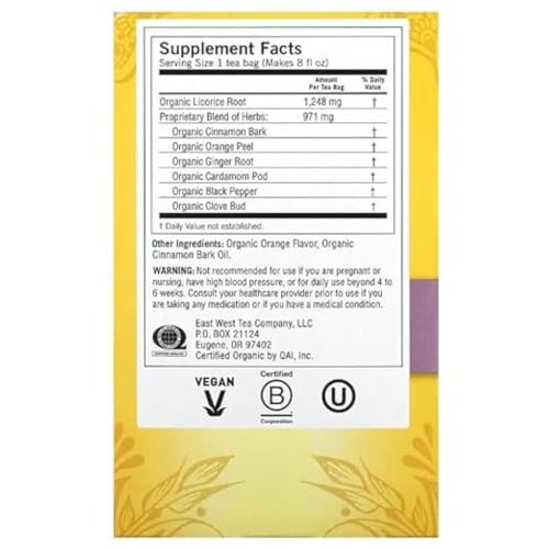 Organic Egyptian Licorice Tea Bags 16 Count Sweet Spicy Cinnamon Orange Peel