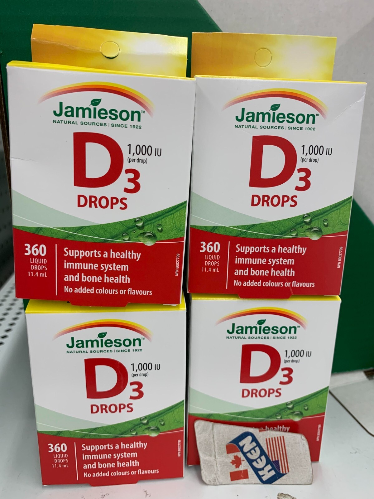 QTY: 4), Jamieson Vitamin D3 1,000 IU 11.4 mL 360 drops, Exp25OC
