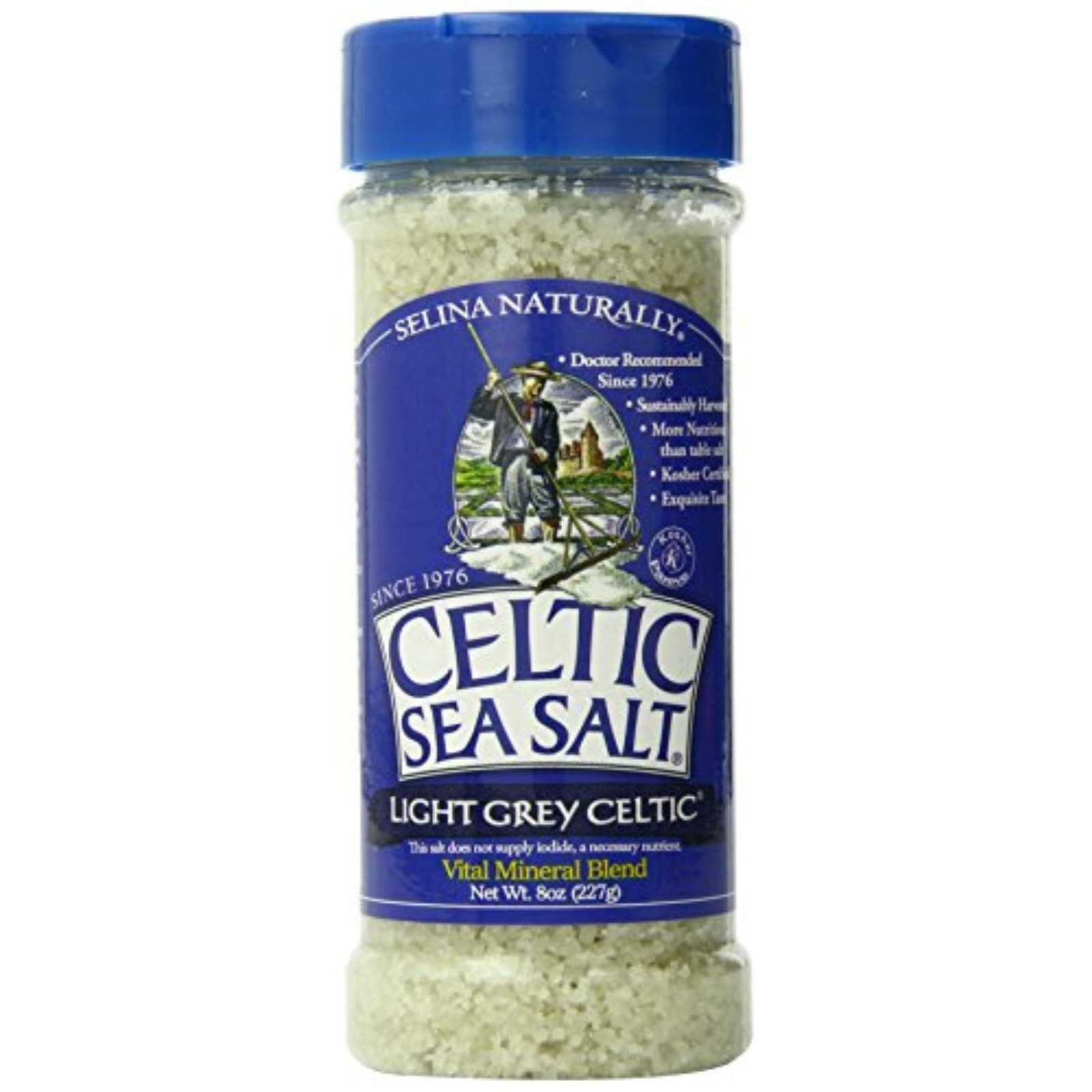 Light Grey Celtic Sea Salt Shaker – Easy to Use, Large 8 Ounce (Pack of 1)