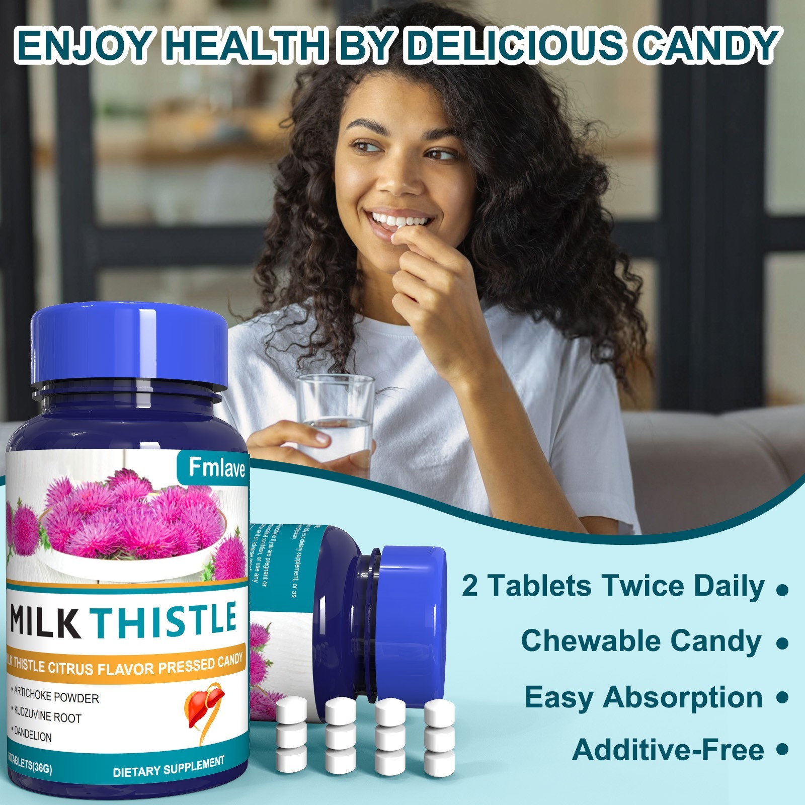 Liver Cleanse & Detox Support Supplement with Milk Thistle Dandelion 60 Tablets
