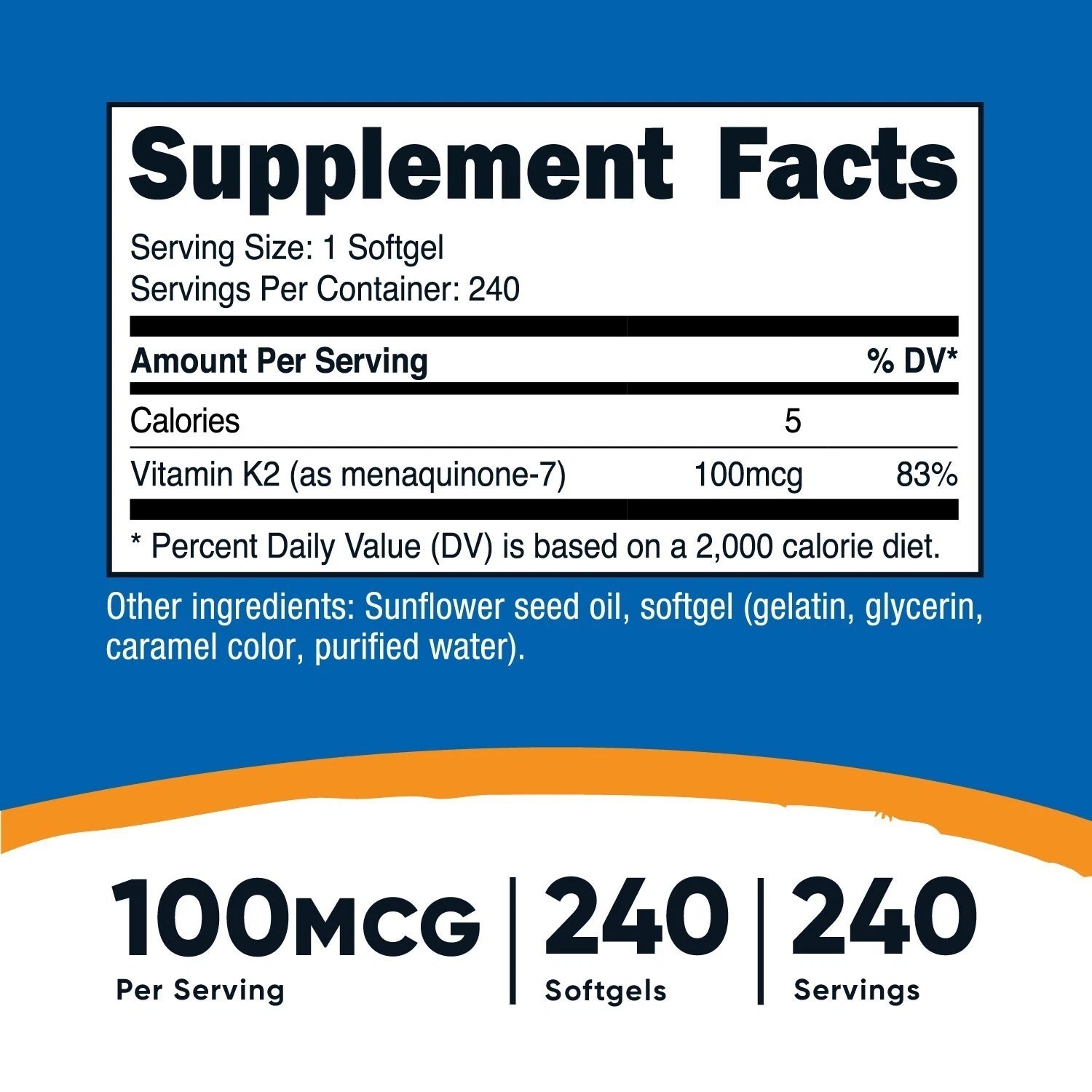 Nutricost Vitamin K2 MK-7 100 mcg, 240 Softgels – Gluten Free and Non-GMO MK7