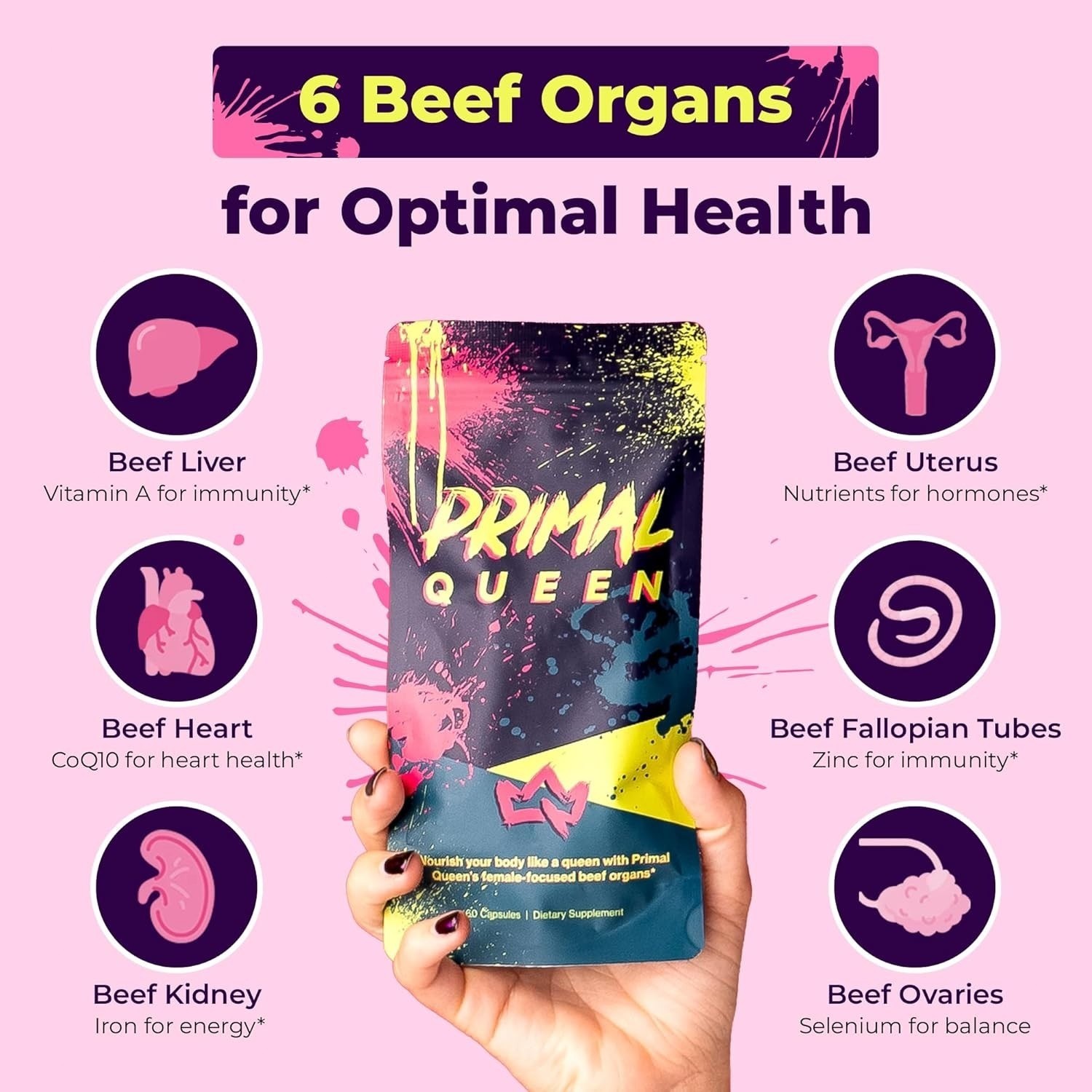 Share Primal Queen Beef Organ Supplement for Women 60ct – 1 MONTH SUPPLY!