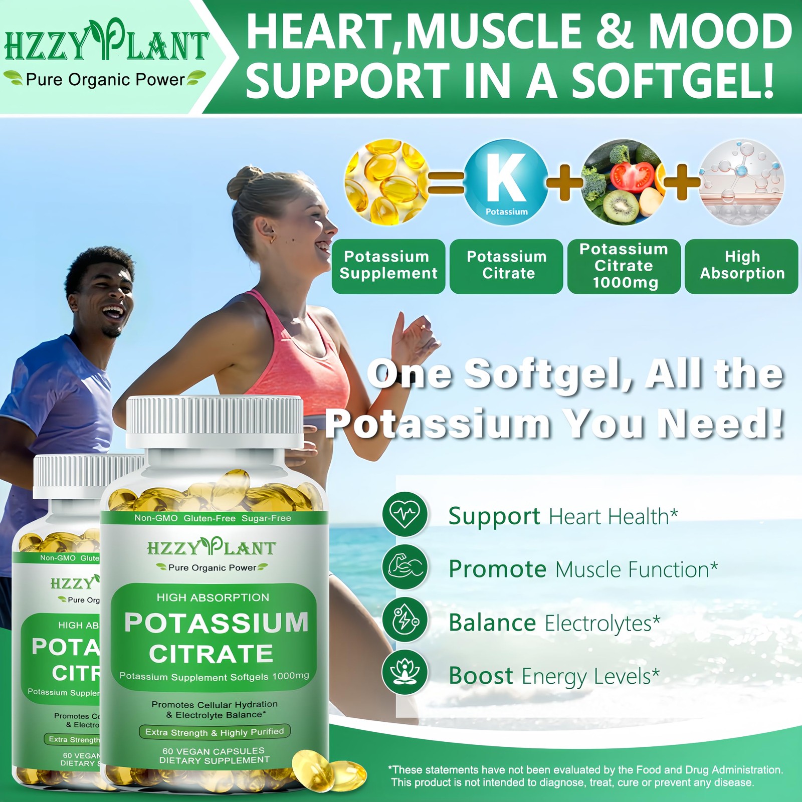 Potassium Supplement Softgels, High Absorption 60 Count (Pack of 1)