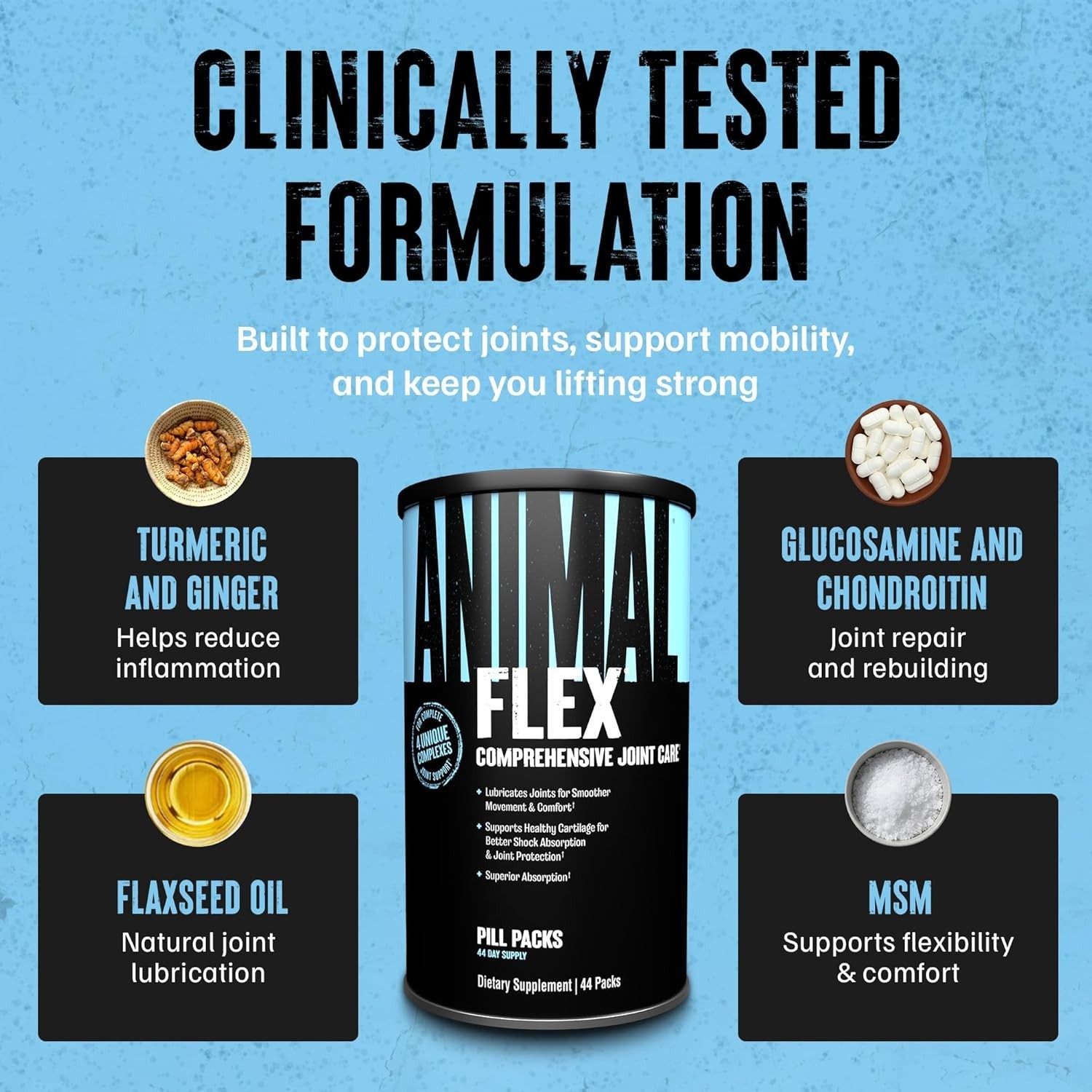 Animal Flex Joint Support Glucosamine Chondroitin Turmeric MSM 44 Packs