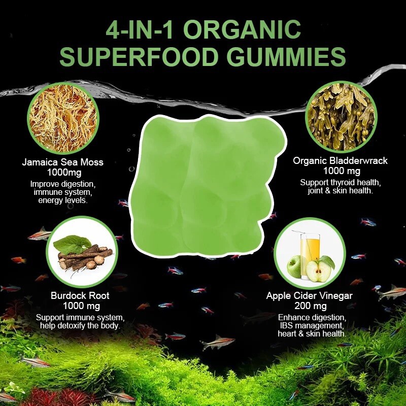 Organic Sea Moss Gummies 3000 mg – Sea Moss,Bladderwrack,Burdock Root USA