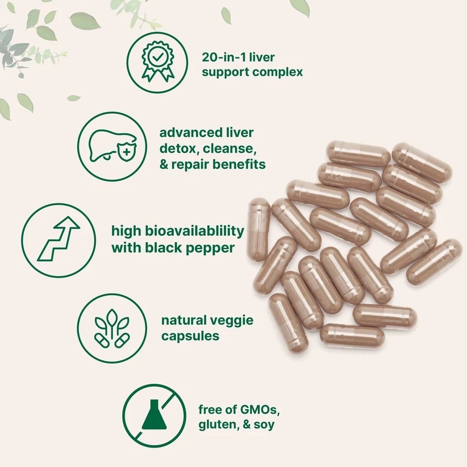 Liver Detox, 240 Veggie Capsules|20-in-1 Premium Complex Liver Cleanse & Repair