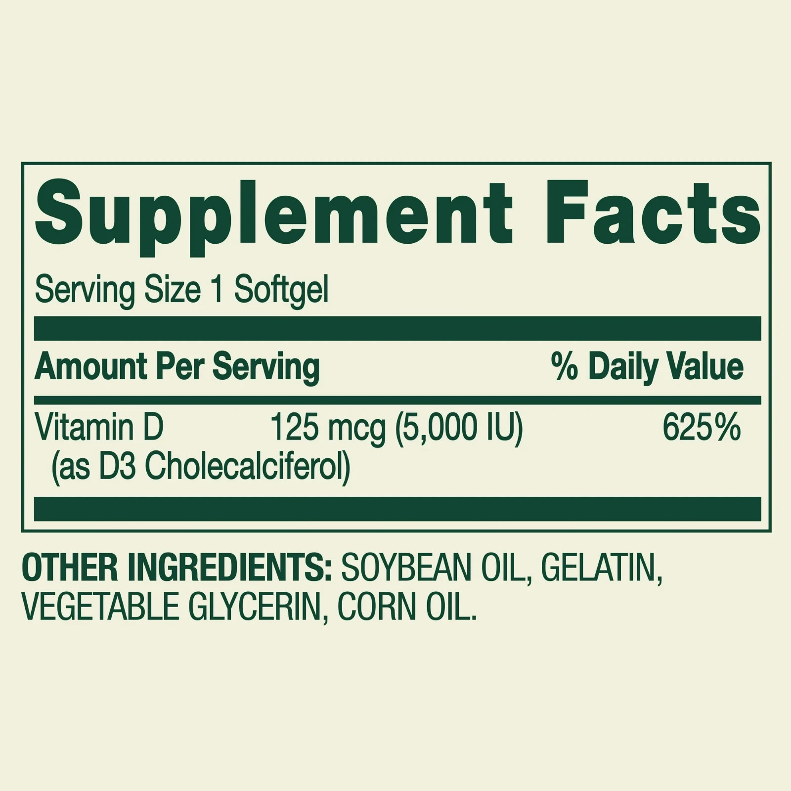 Spring Valley Vitamin D3 Supplement Softgels – 5000iu (250 Count)